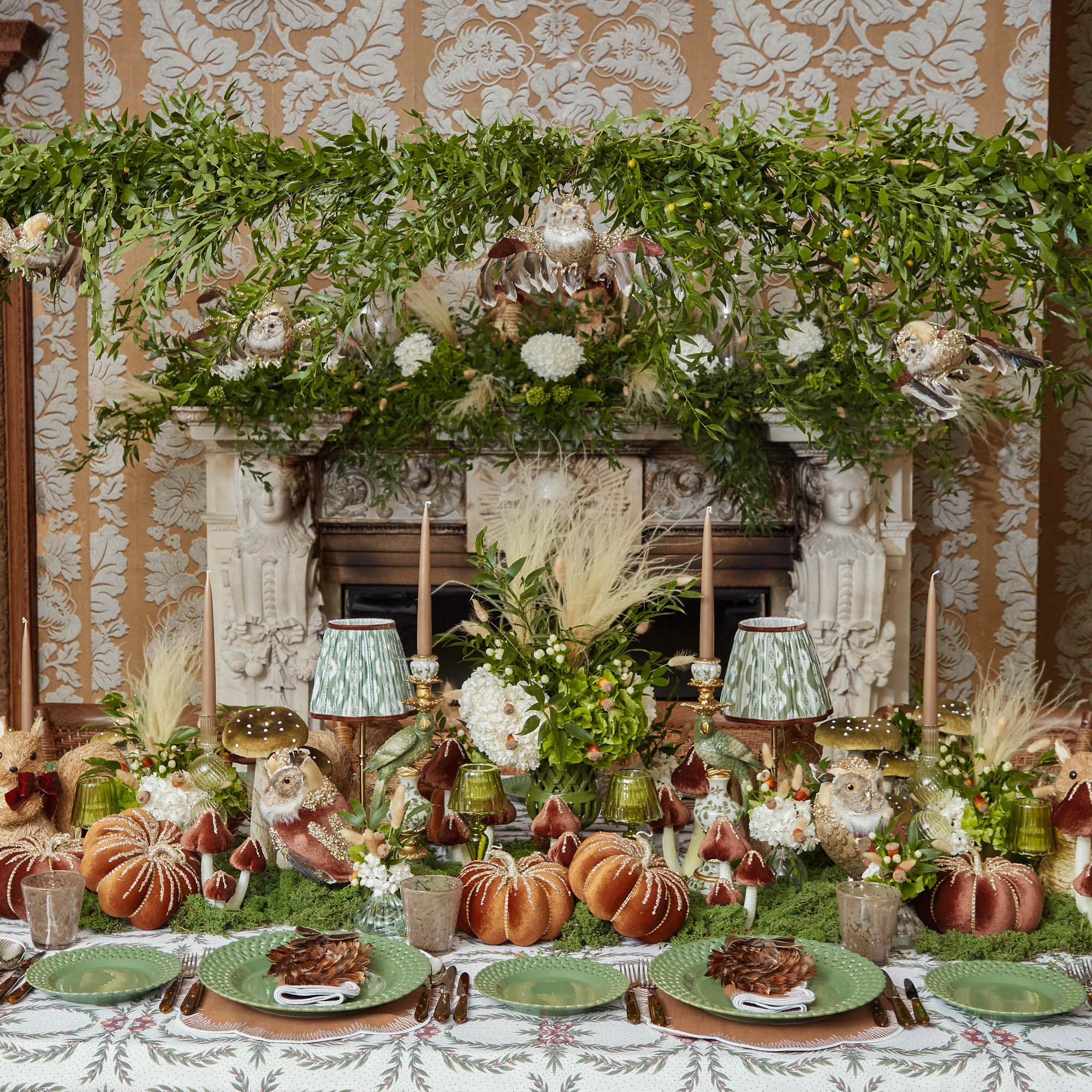 Edie Tall Rechargeable Lamp with Olive & Chocolate Ikat Shade (18cm)