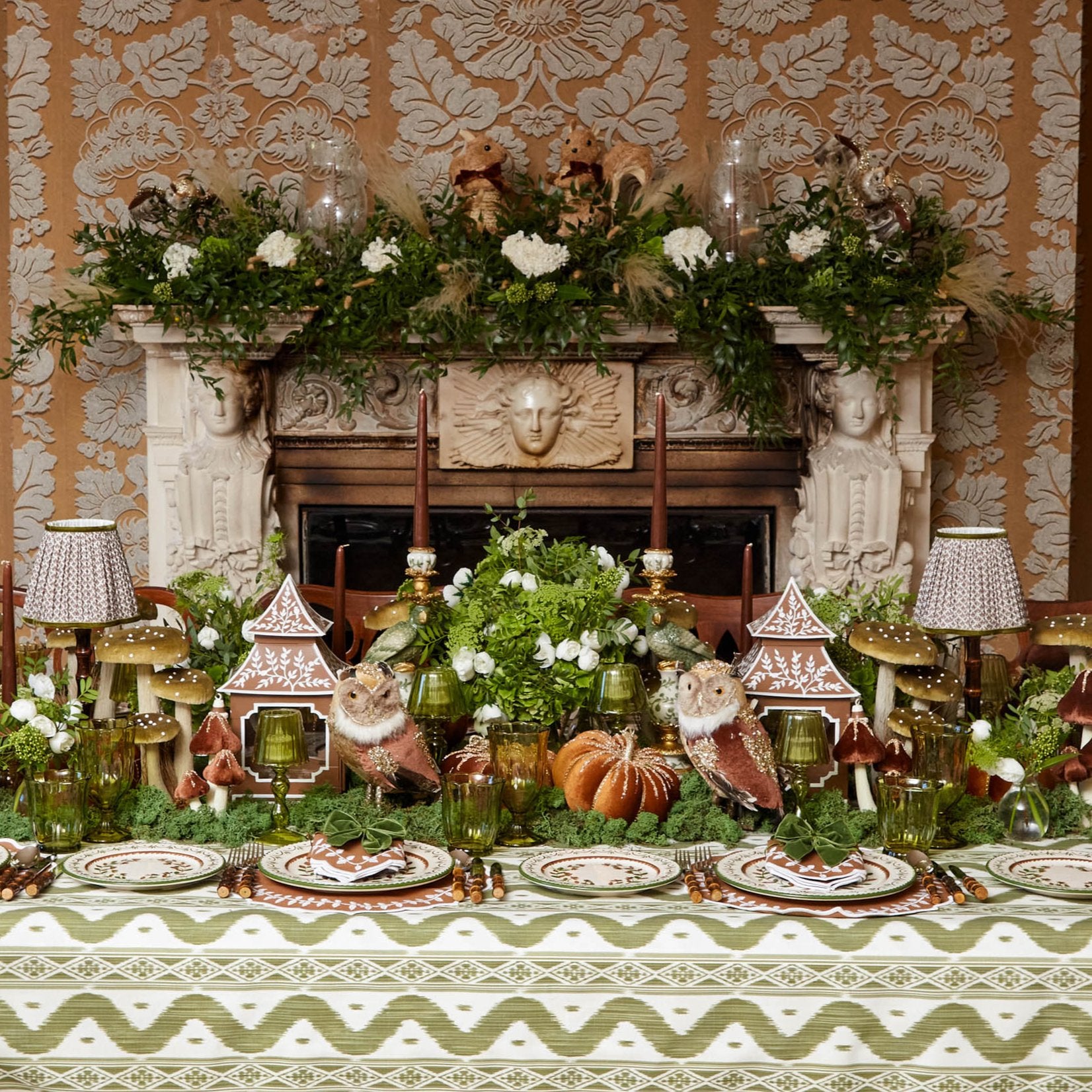 Olive Green Ikat Tablecloth