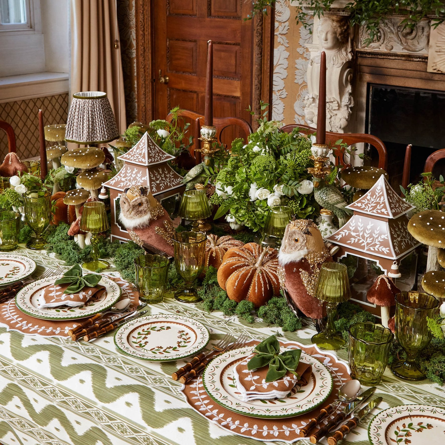 Olive Glass Lantern Tea Light Holder (Pair) - 18 cm