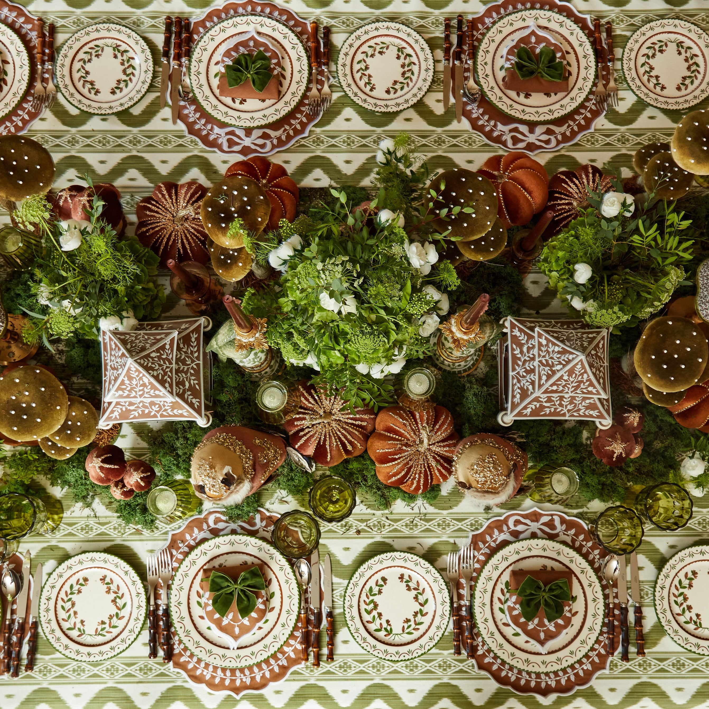 Olive Green Ikat Tablecloth