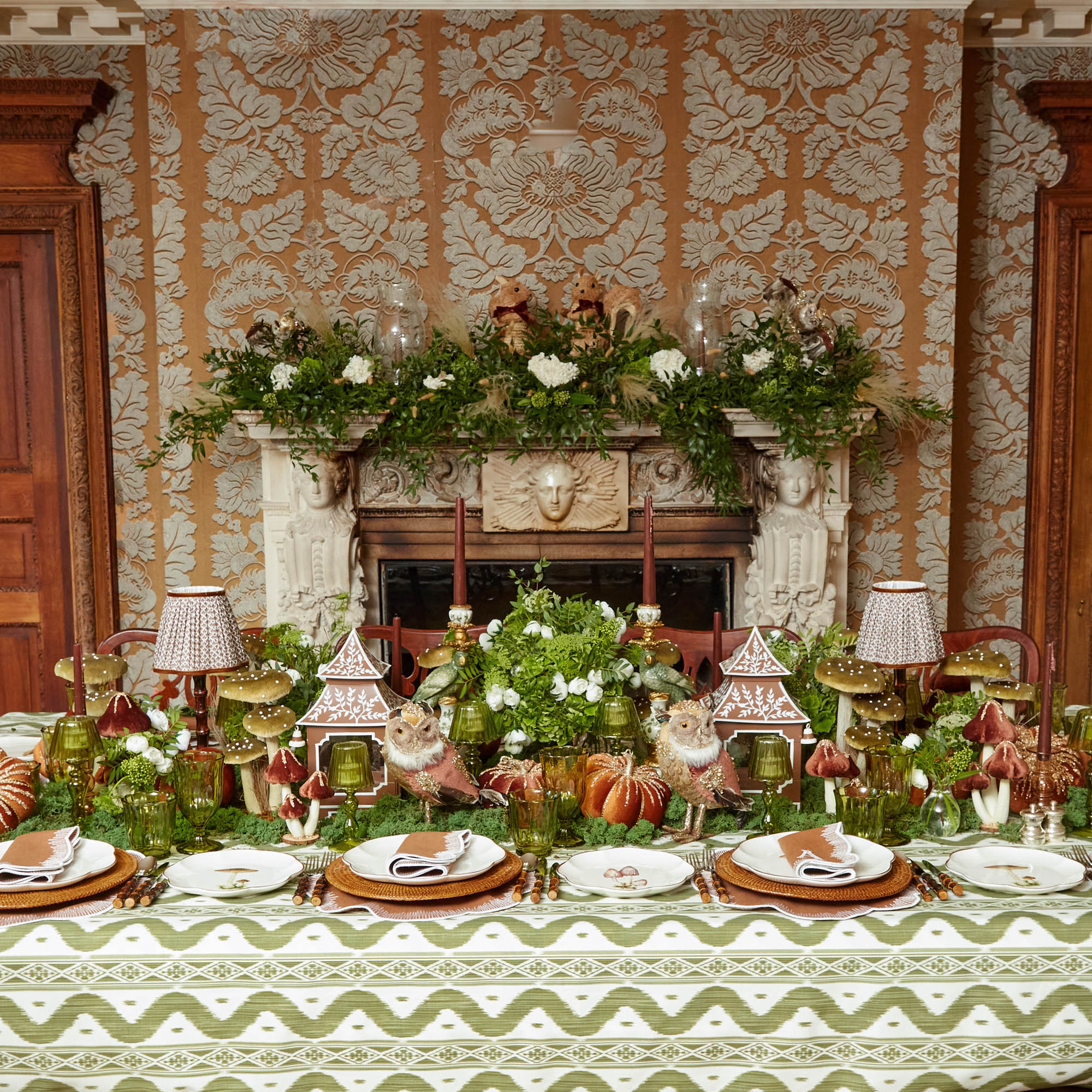 Burnt Bamboo Rechargeable Lamp with Chocolate Lotus Shade (18cm)