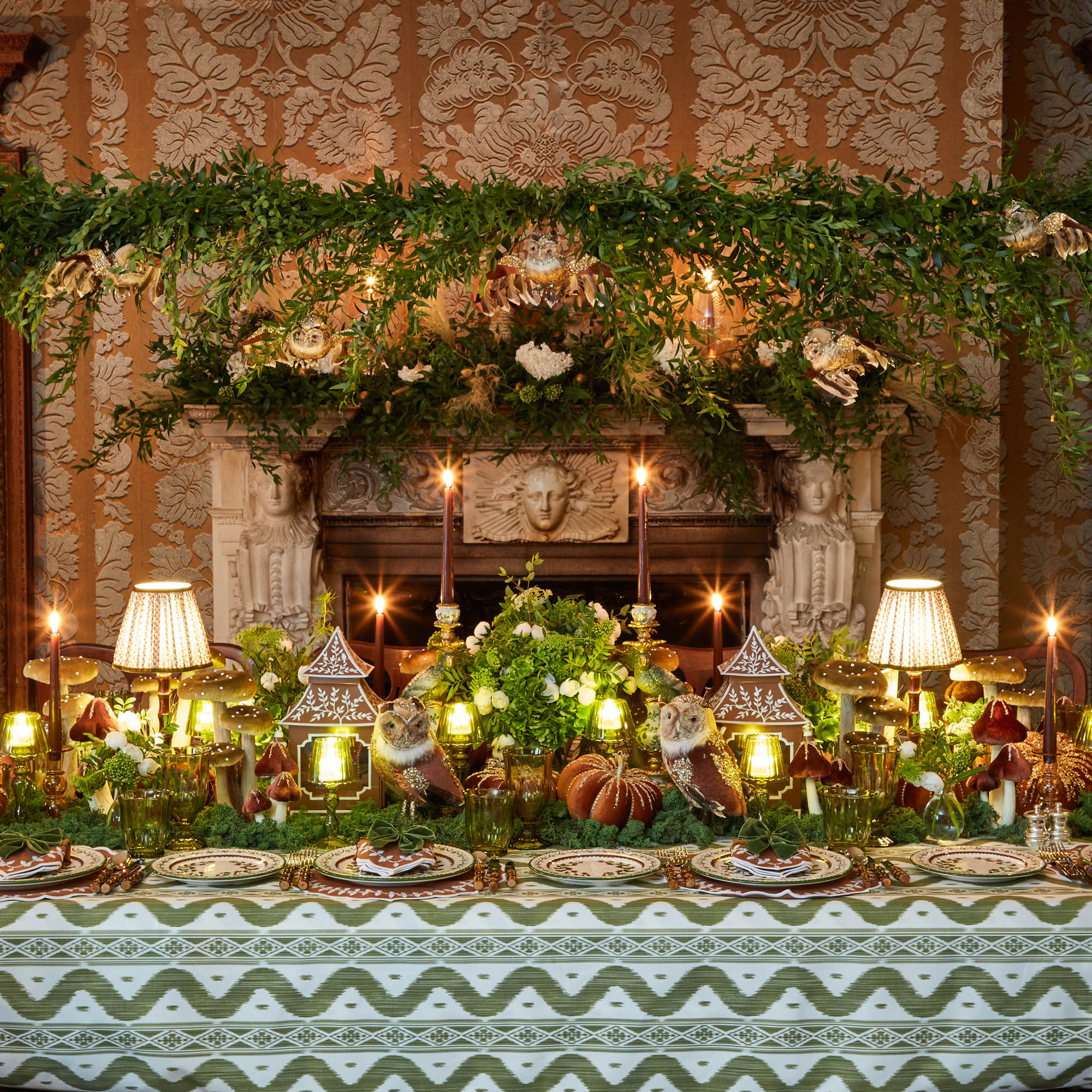 Olive Green Ikat Tablecloth