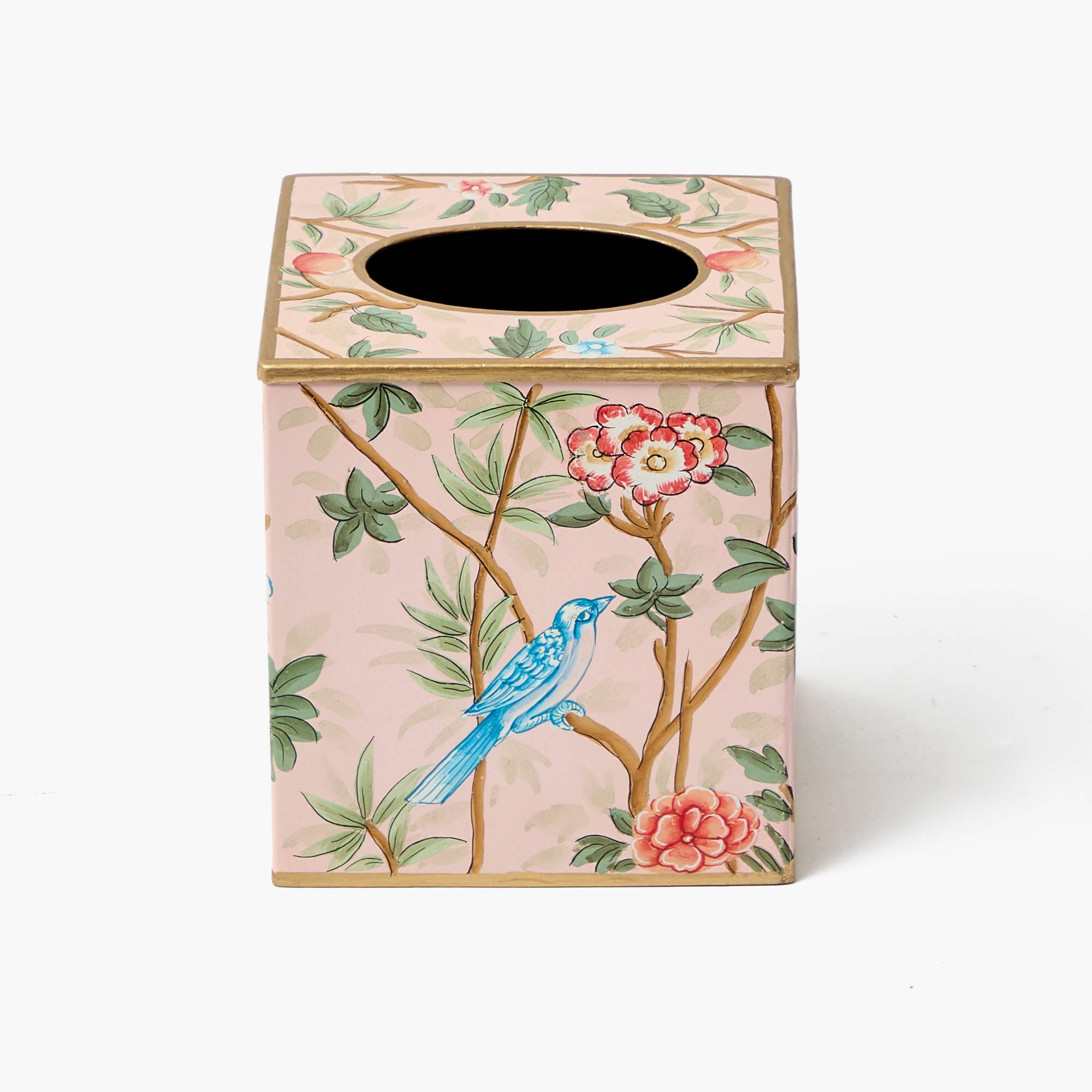 Pink Chinoiserie Tole Tissue Box