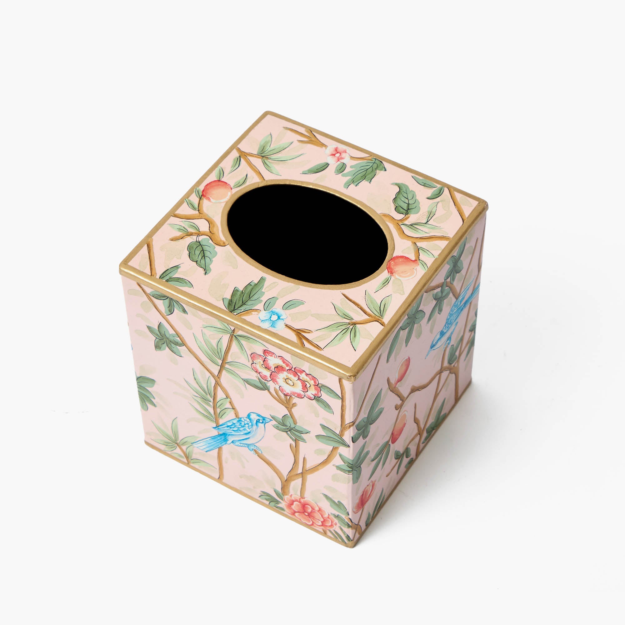 Pink Chinoiserie Tole Tissue Box