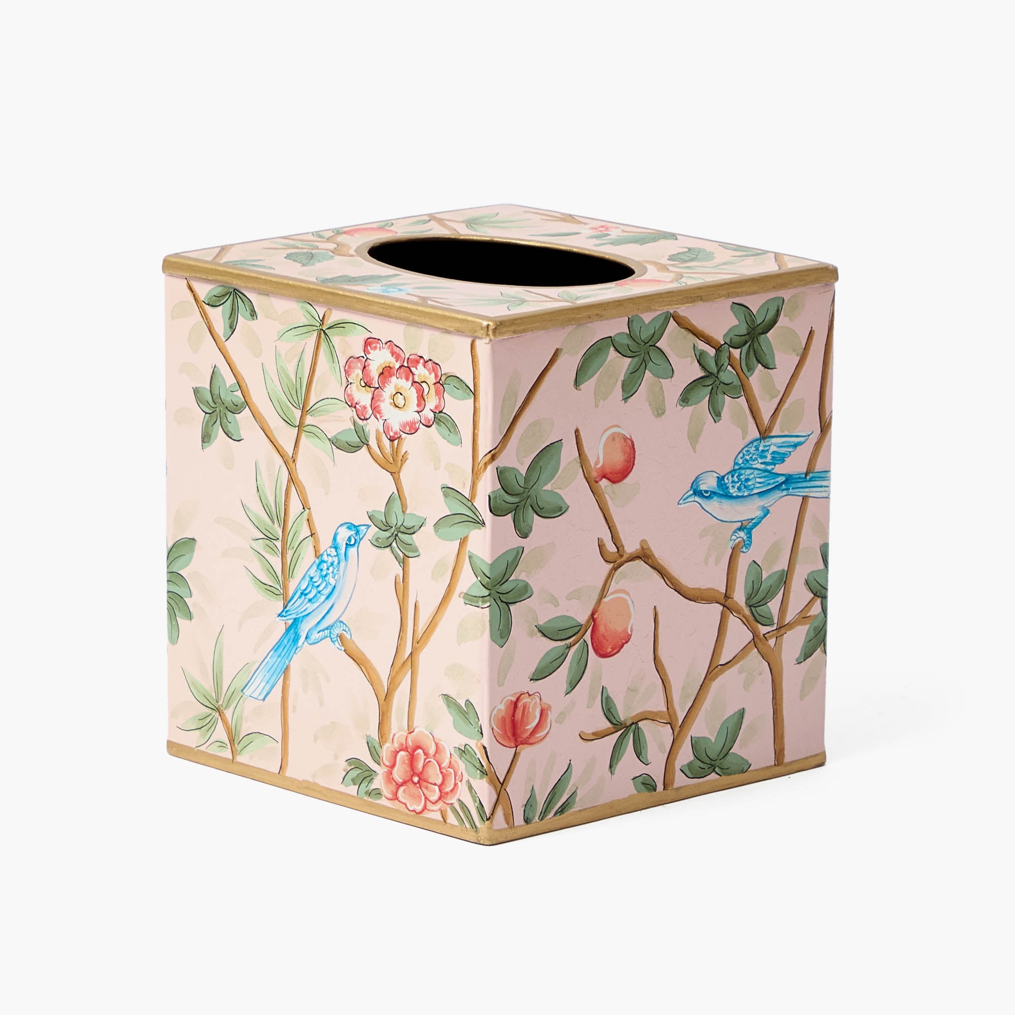 Pink Chinoiserie Tole Tissue Box