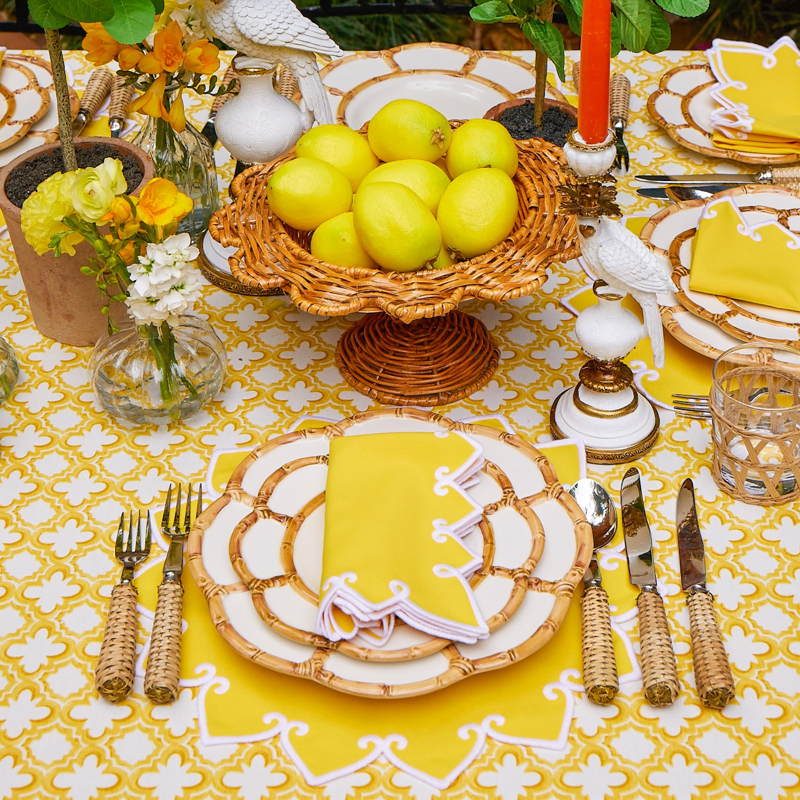 Small Luciana Rattan Scalloped Bowl