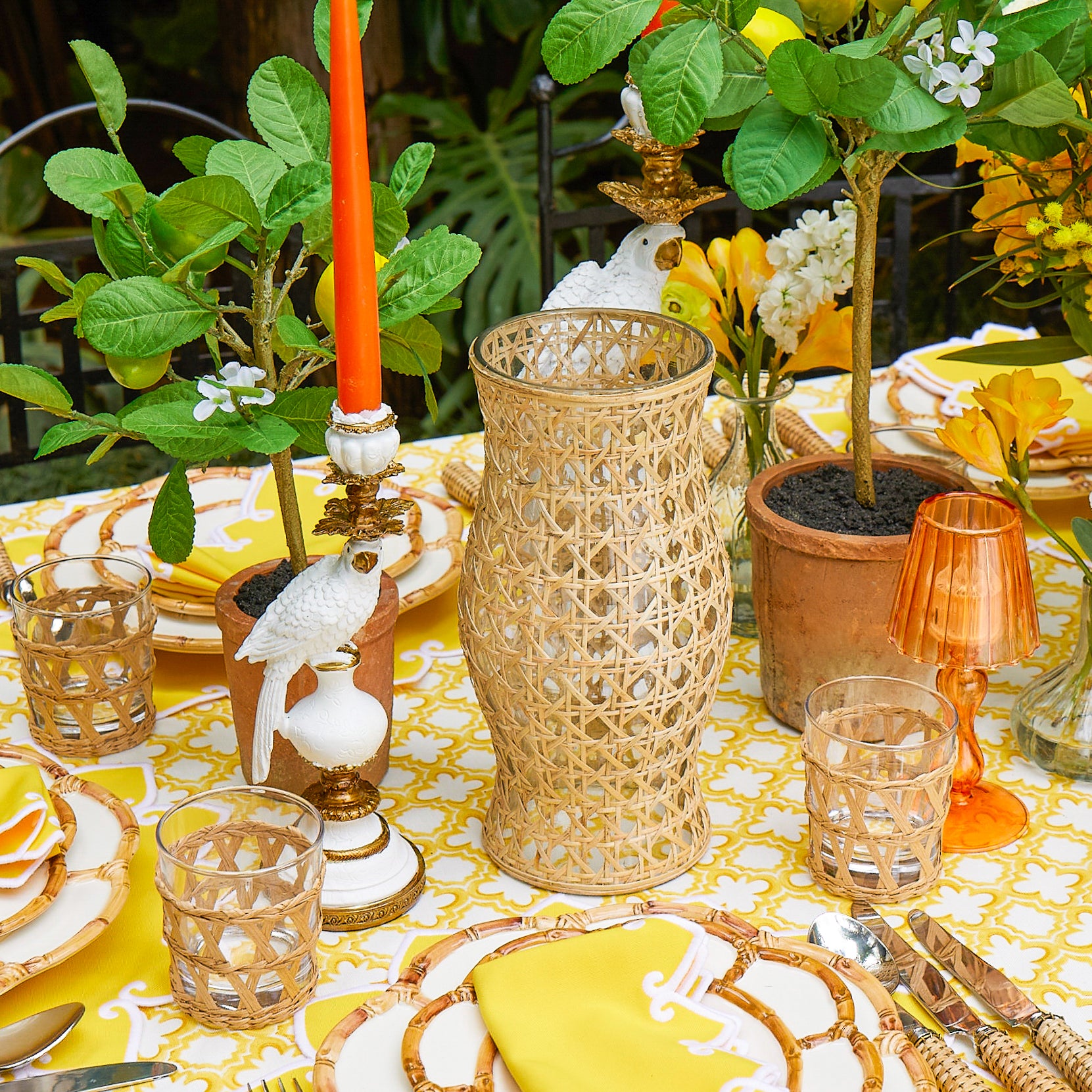 Rattan Hurricane Lantern (Pair)