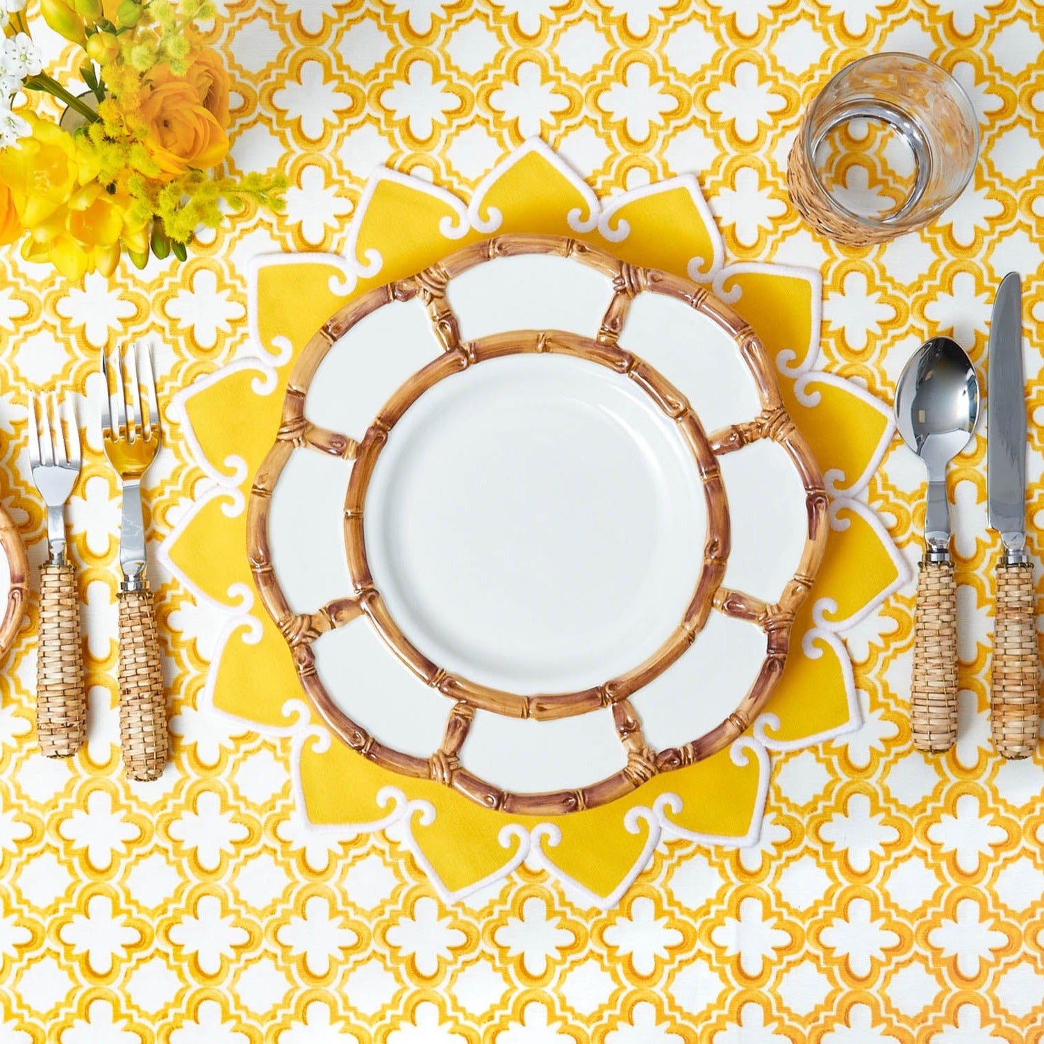 Petal Bamboo Ceramic Dinner Plates (Set of 4)