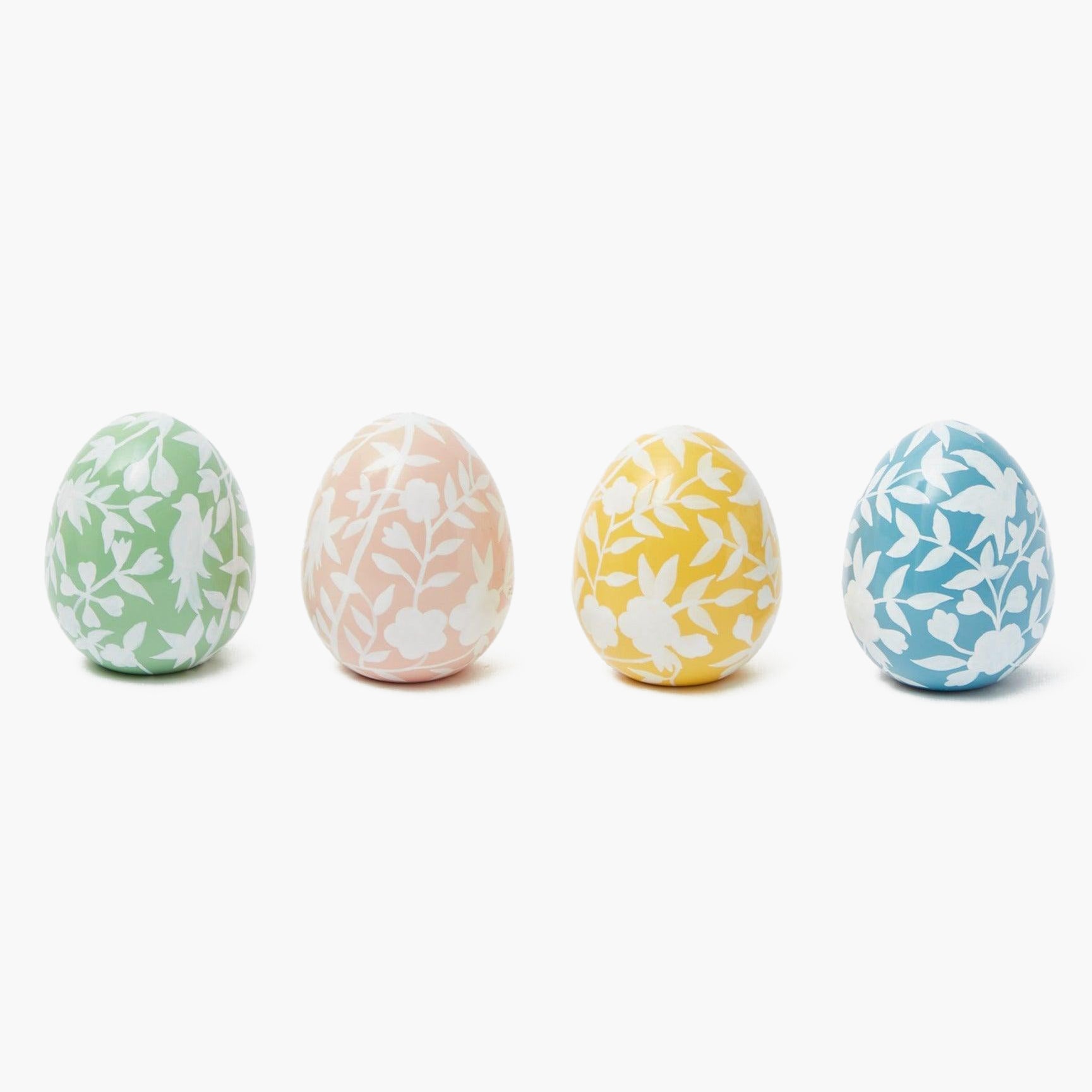 Floral Tole Eggs (Set of 4)