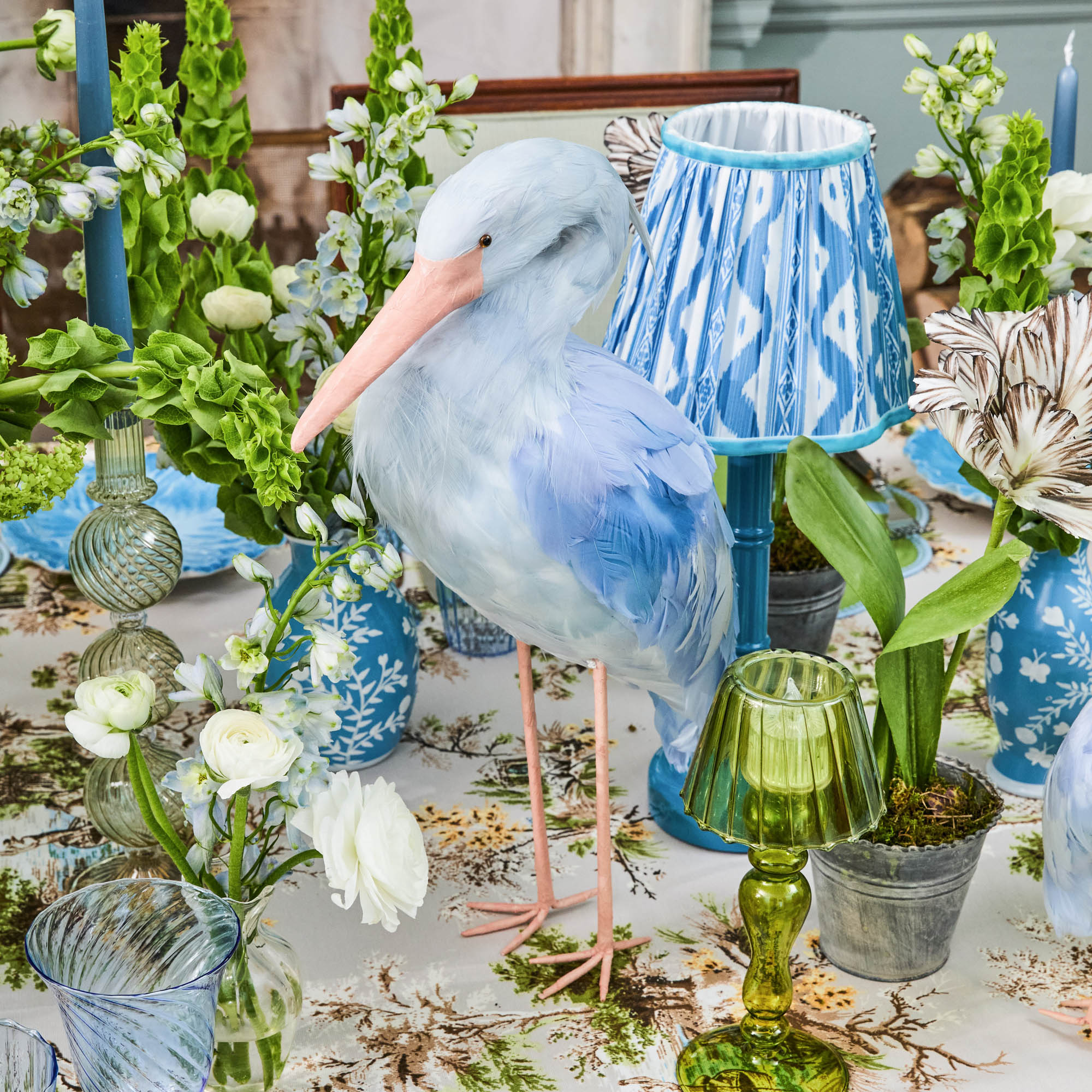 Blue Saskia Stork (Pair) - 44cm