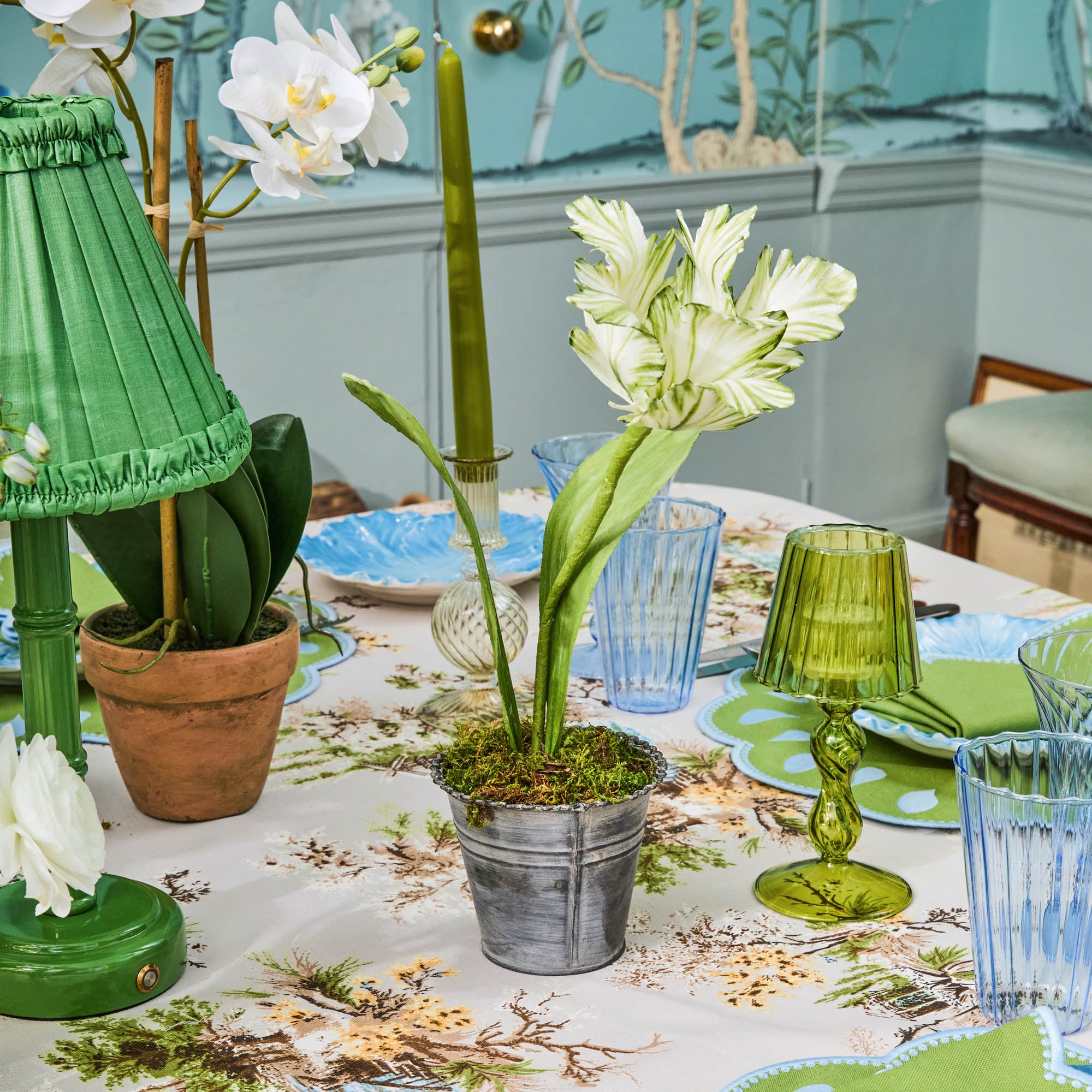 Mrs. Alice Handpainted Green Tulip