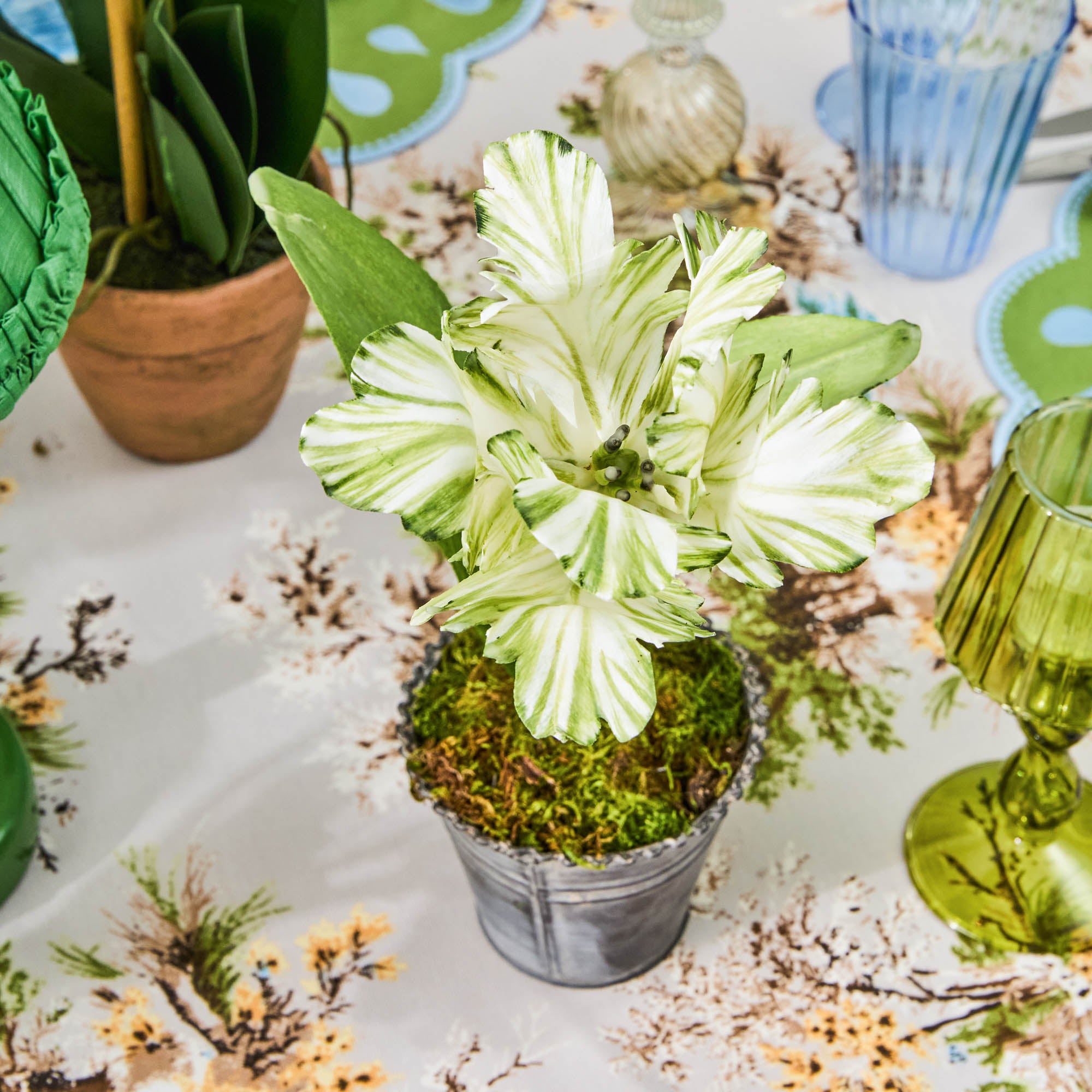 Mrs. Alice Handpainted Green Tulip