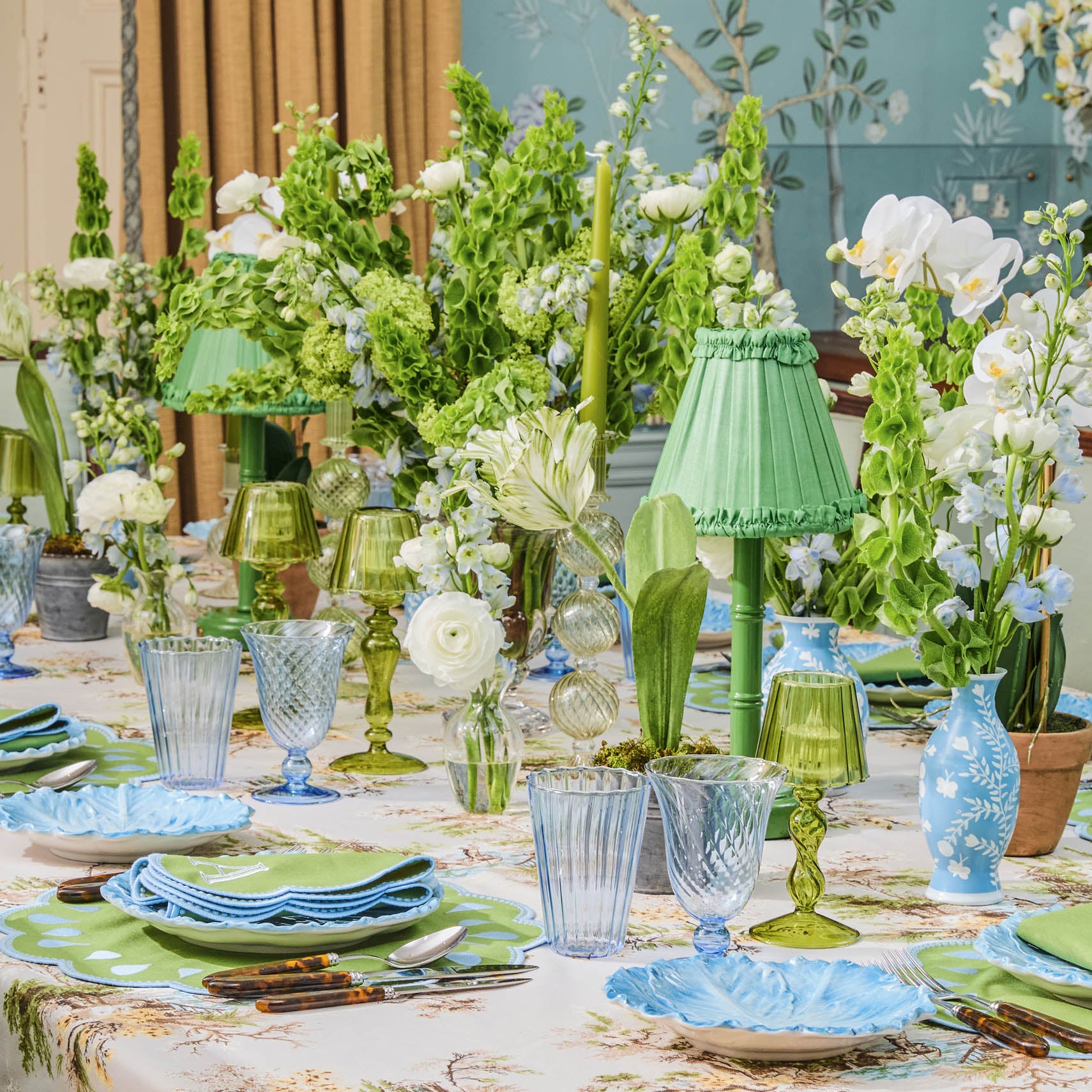 Green Frilled Silk Lampshade (18cm)