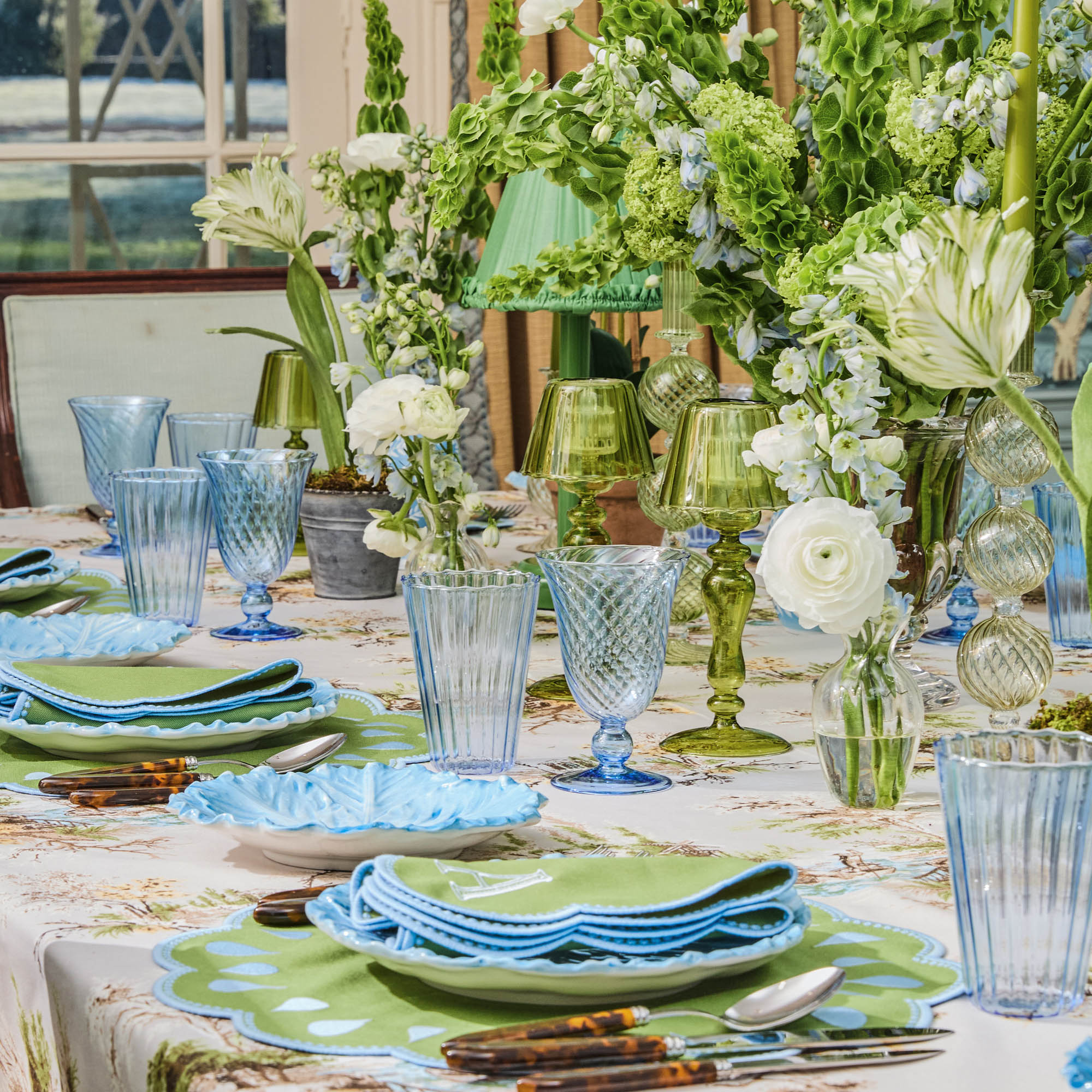 Blue Fluted Glassware (Set of 8)