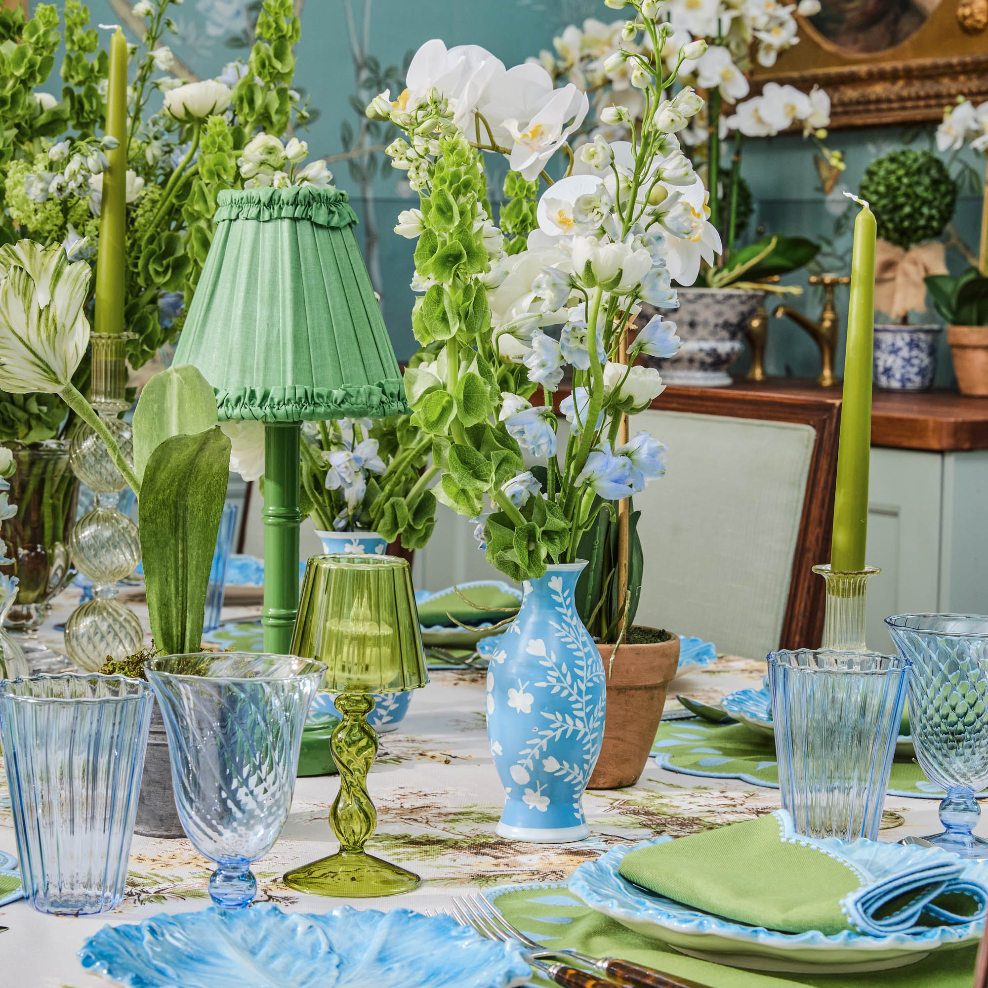 Green Frilled Silk Lampshade (18cm)