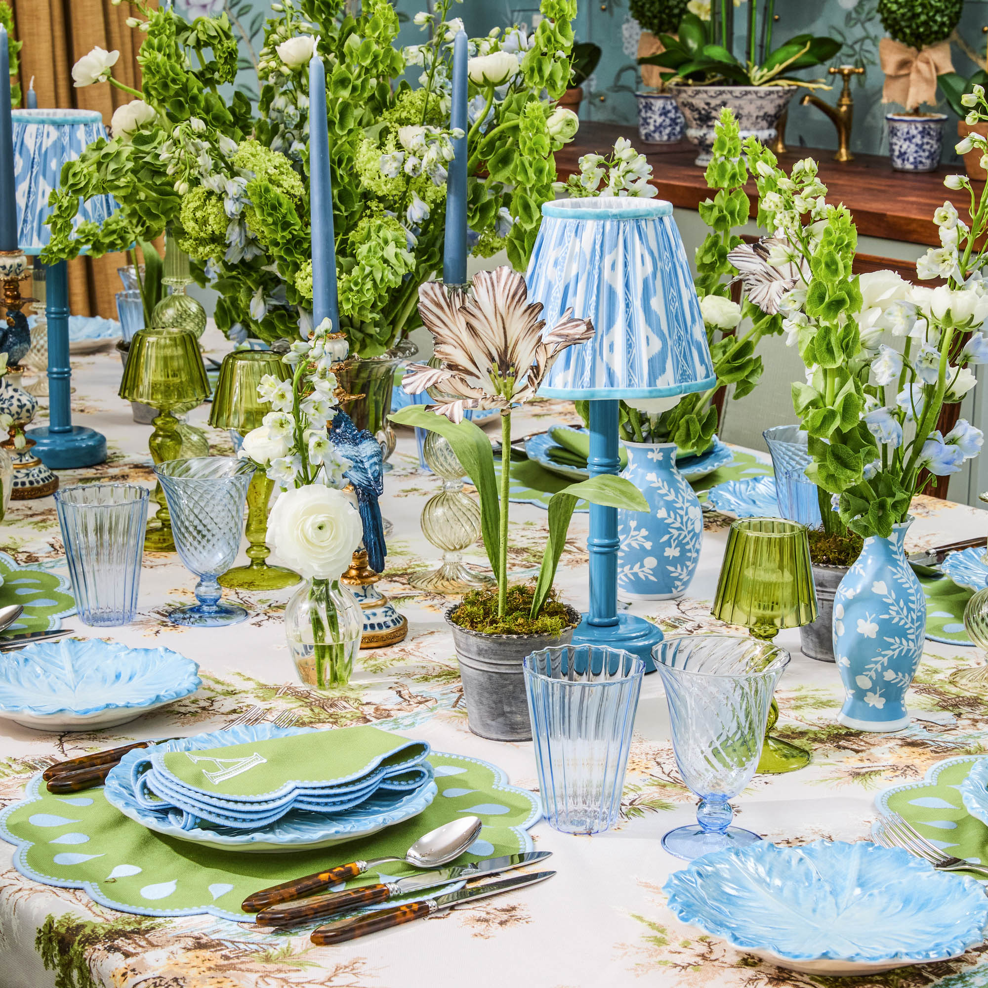 Bettina Green & Blue Napkins (Set of 4)