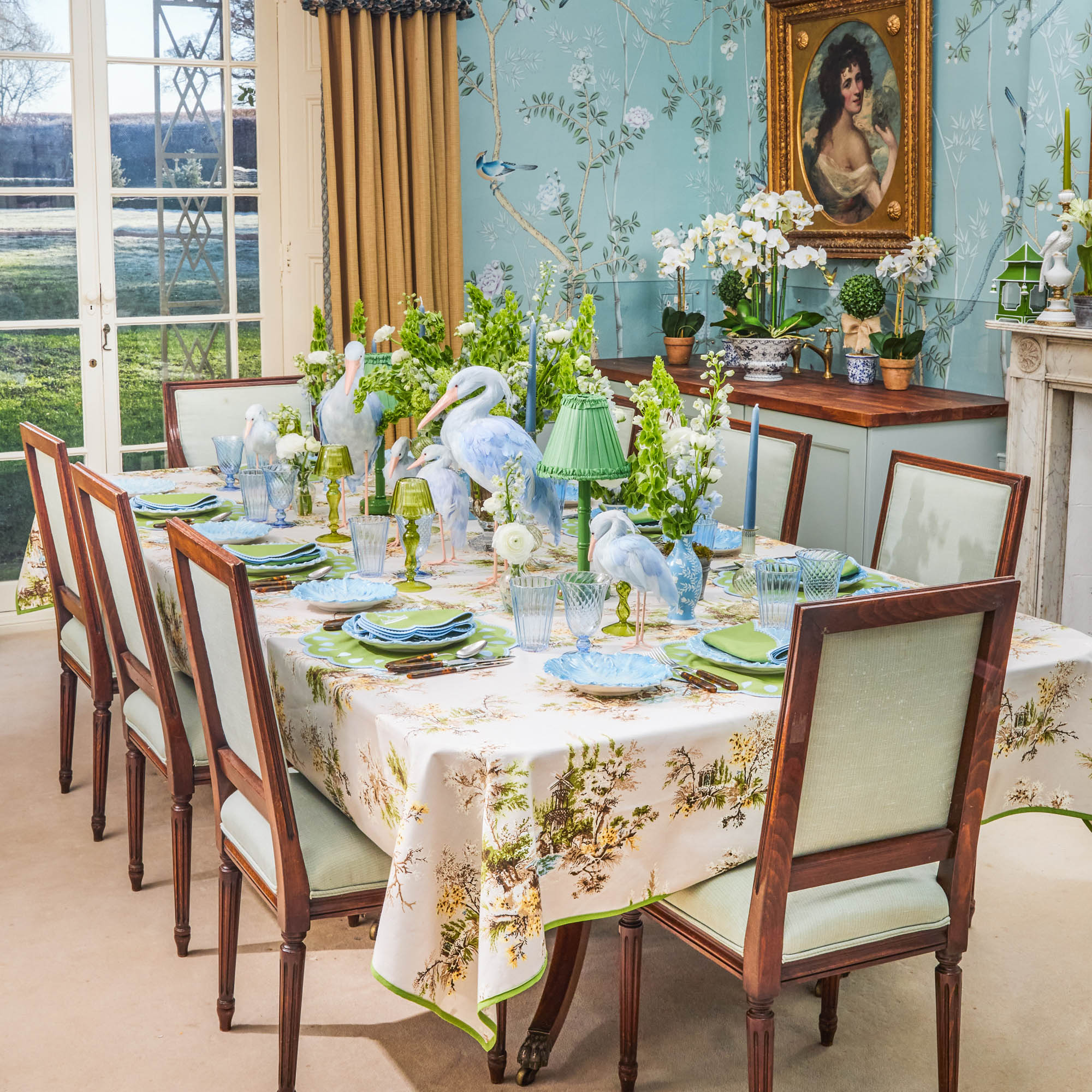 Blue Saskia Stork (Pair) - 25cm