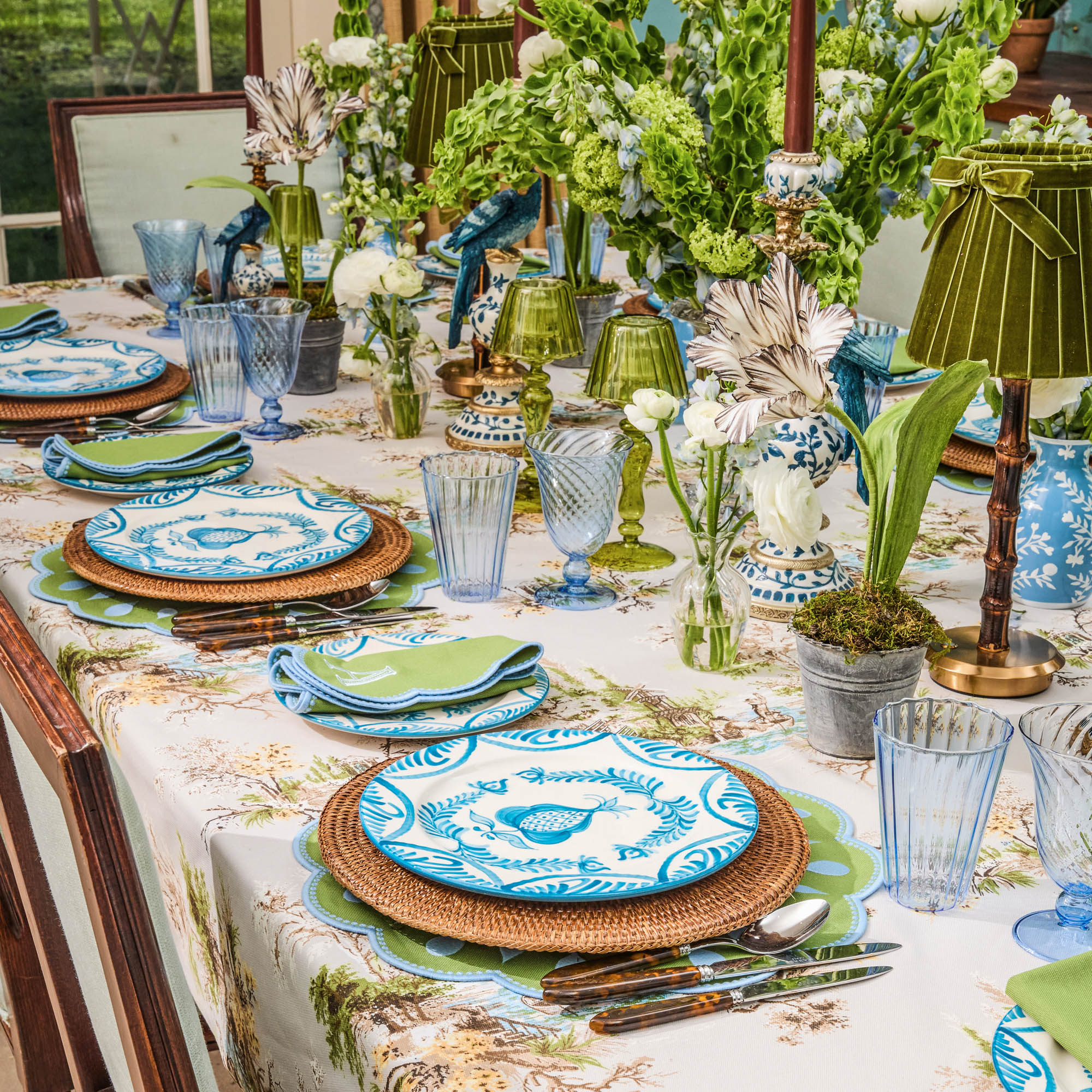 Burnt Bamboo Rechargeable Lamp with Olive Velvet Bow Shade (18cm)