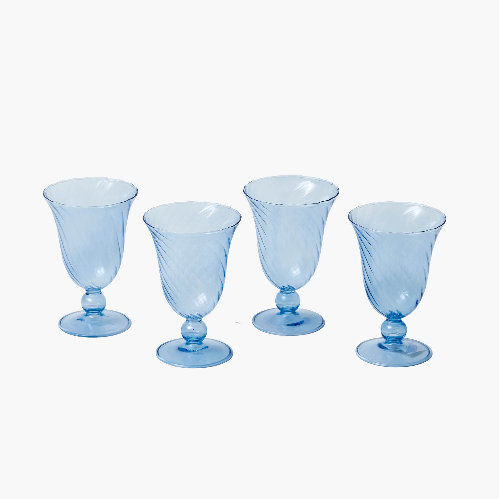 Blue Fluted Wine Glasses (Set of 4)