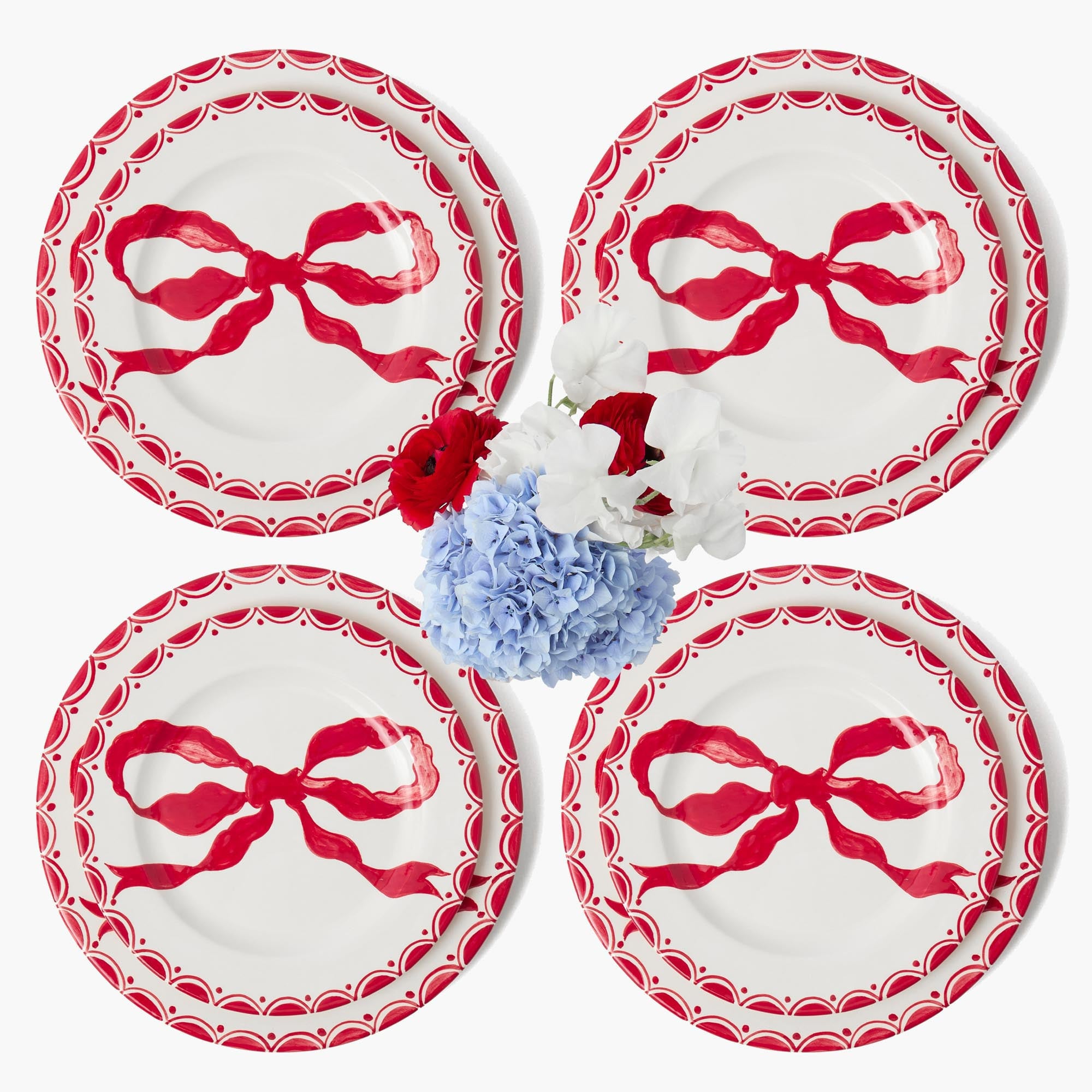 Marilyn Red Bow Dinner & Starter Plates (Set of 8)
