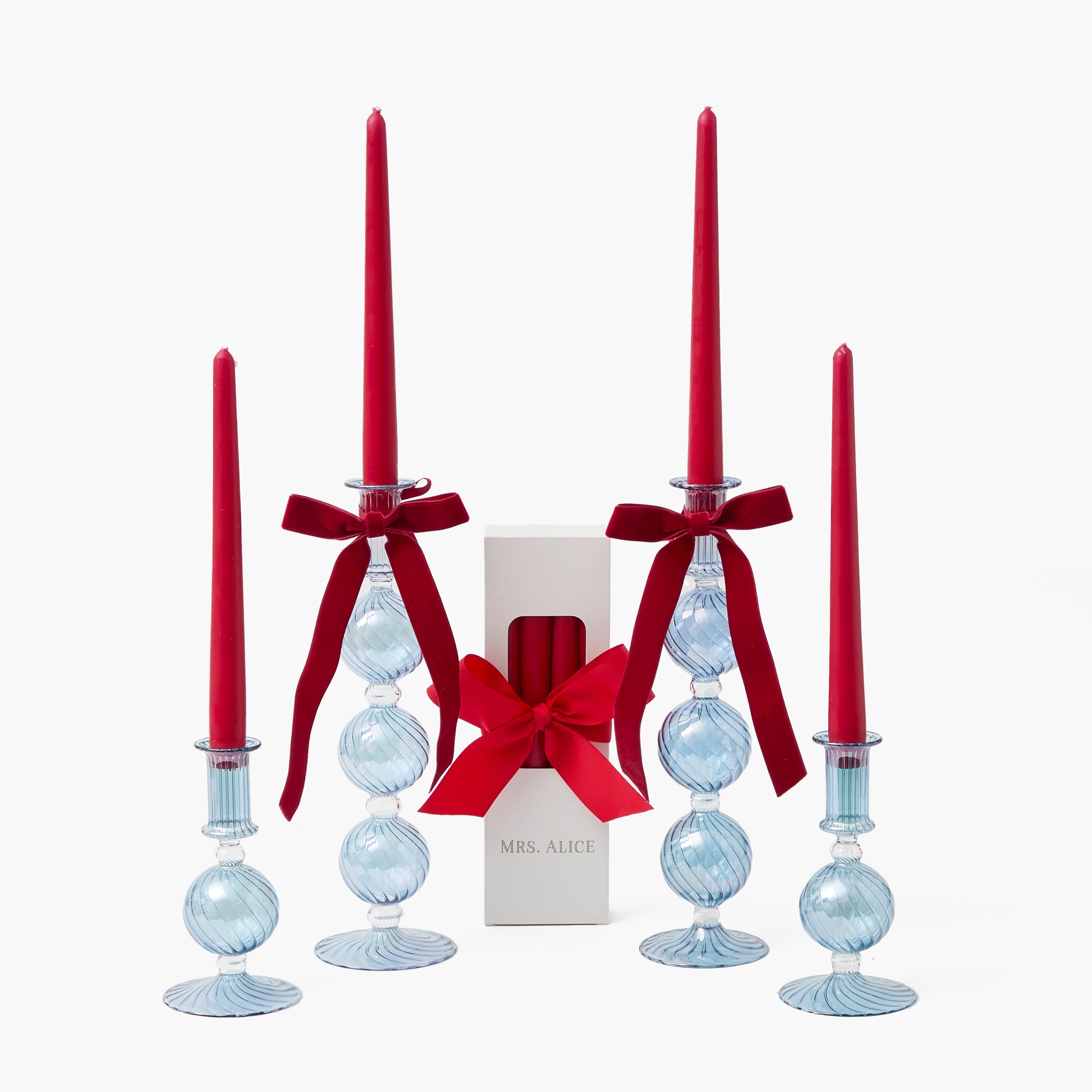 Camille Azure Red Ribboned Candlescape