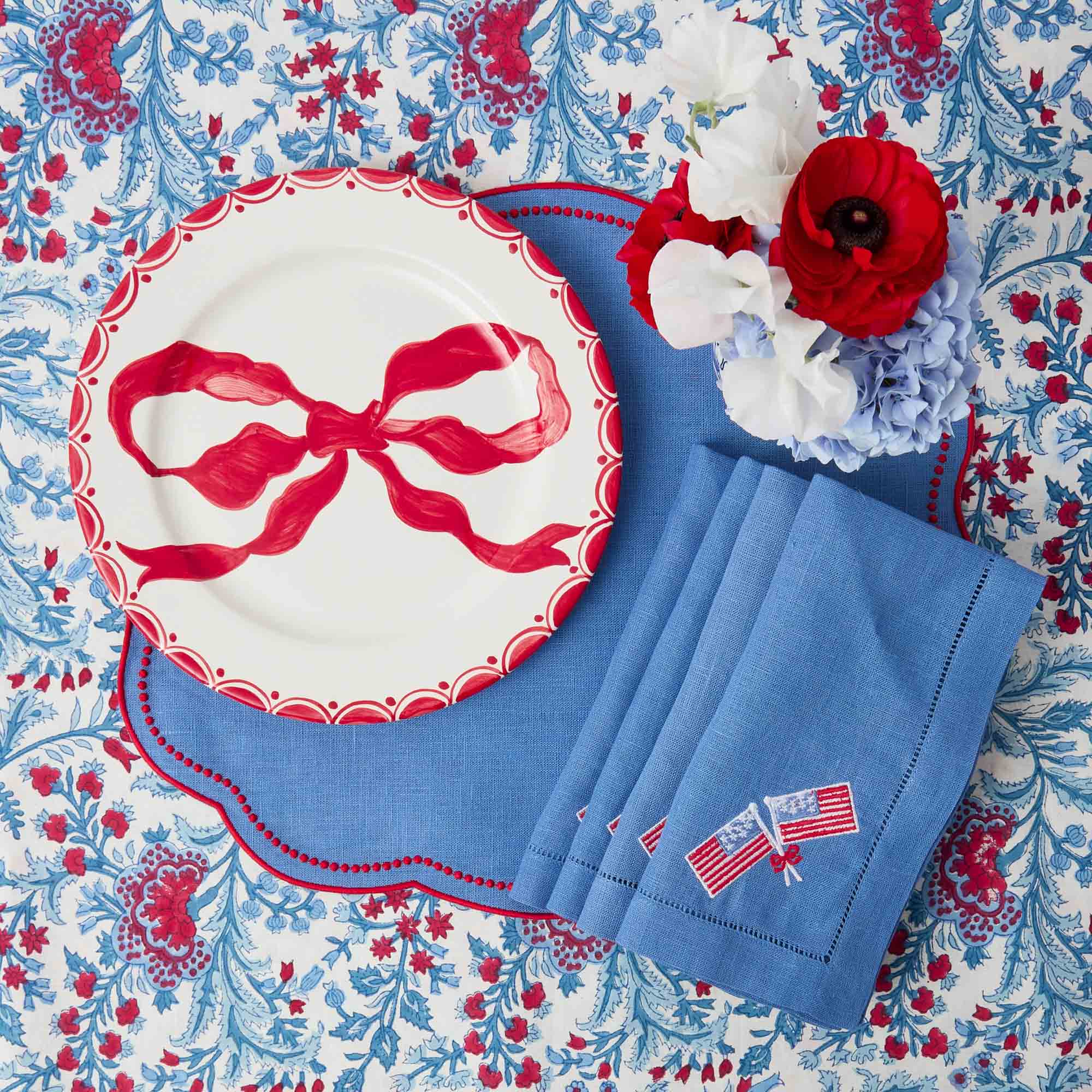 Eloise Blue & Red Placemats (Set of 4)