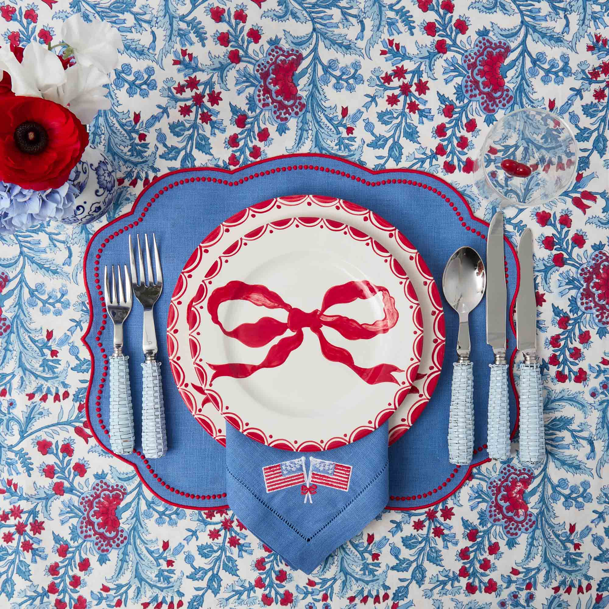 Eloise Blue & Red Placemats (Set of 4)