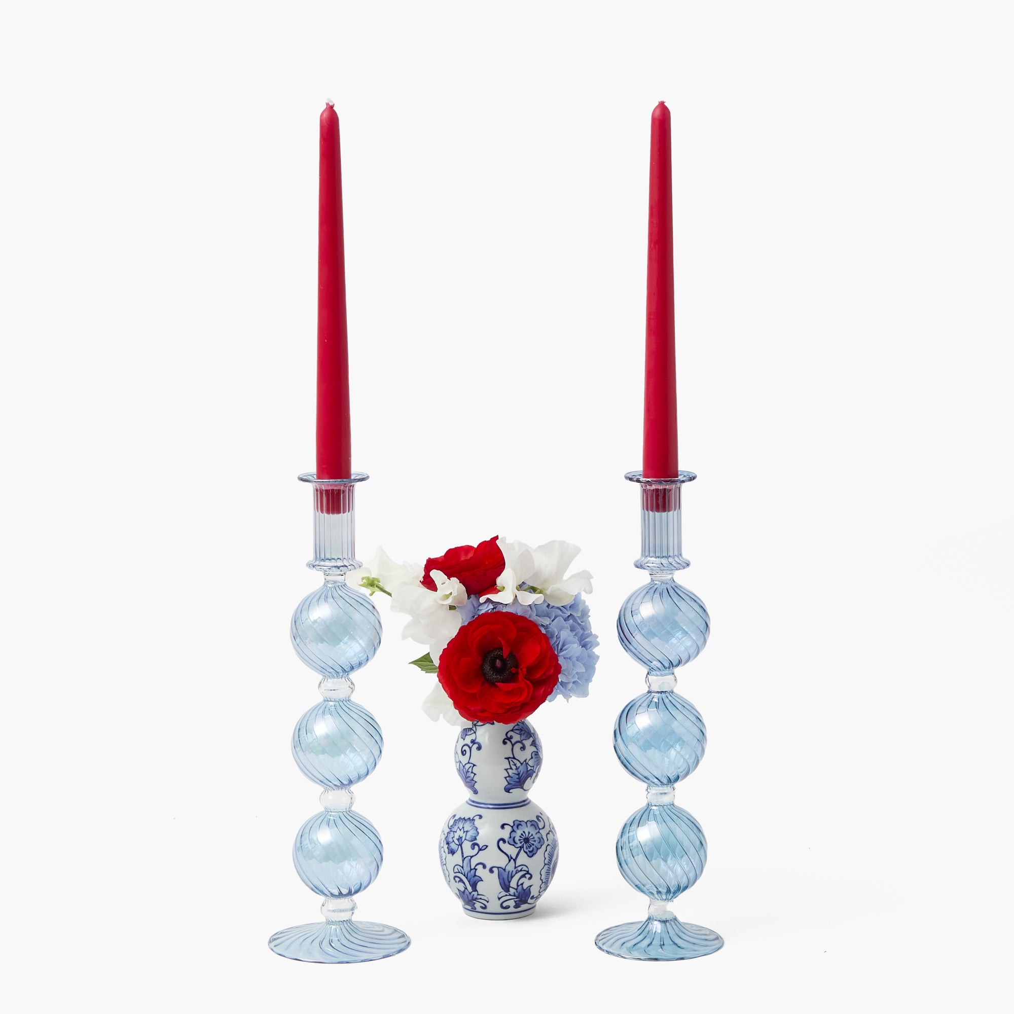 Camille Azure Candle Holder (Pair)