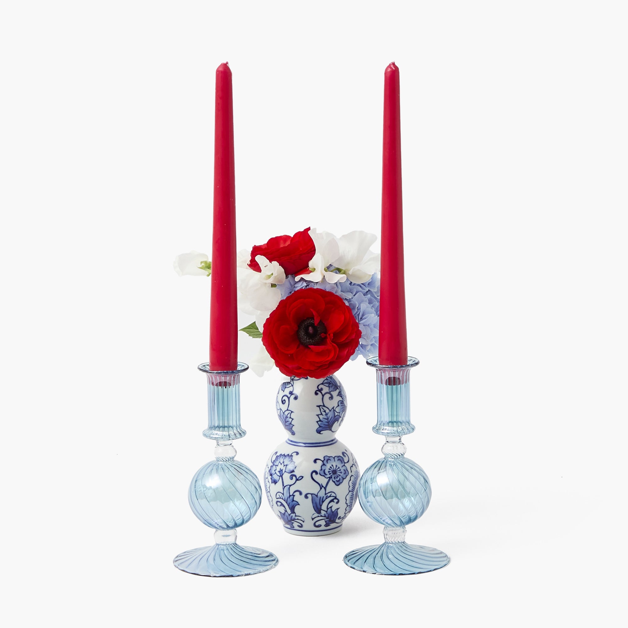 Small Camille Azure Candle Holders (Pair)