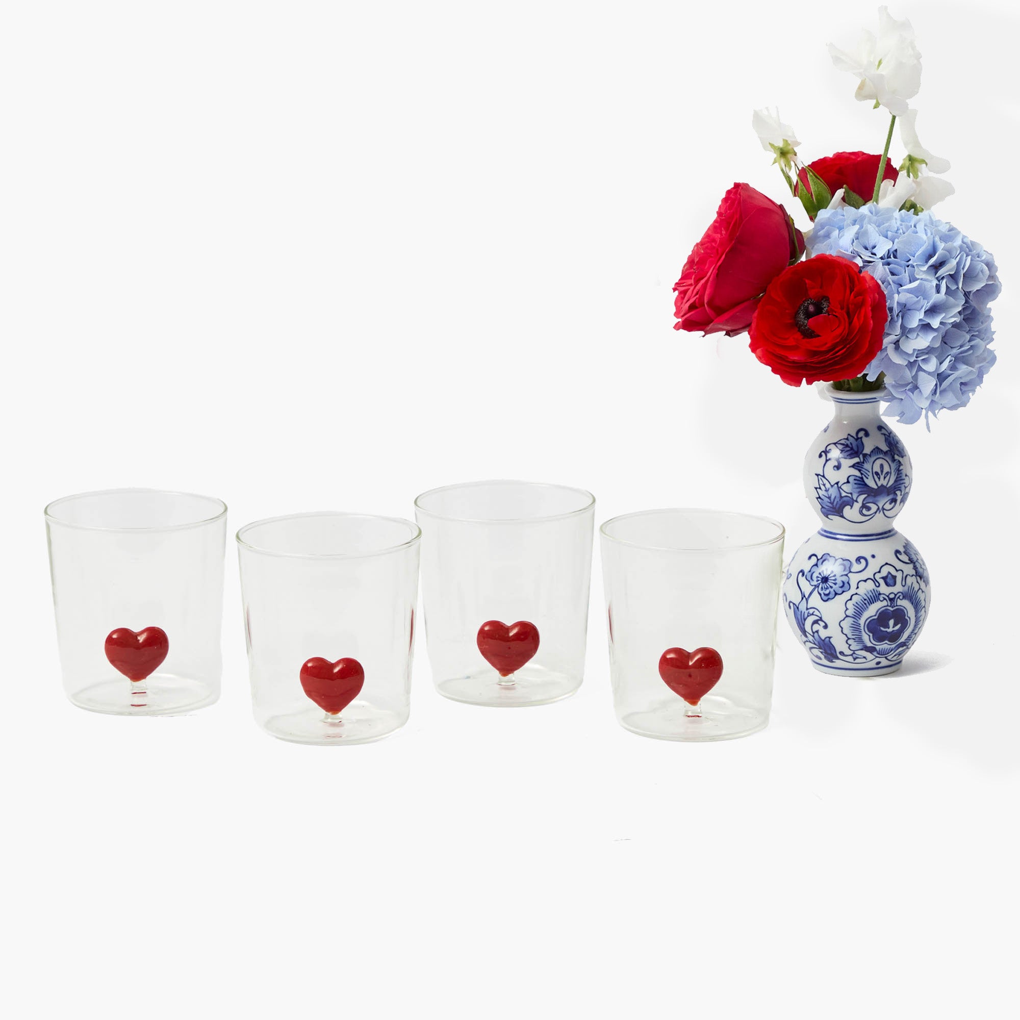 Love Heart Glasses (Set of 4)
