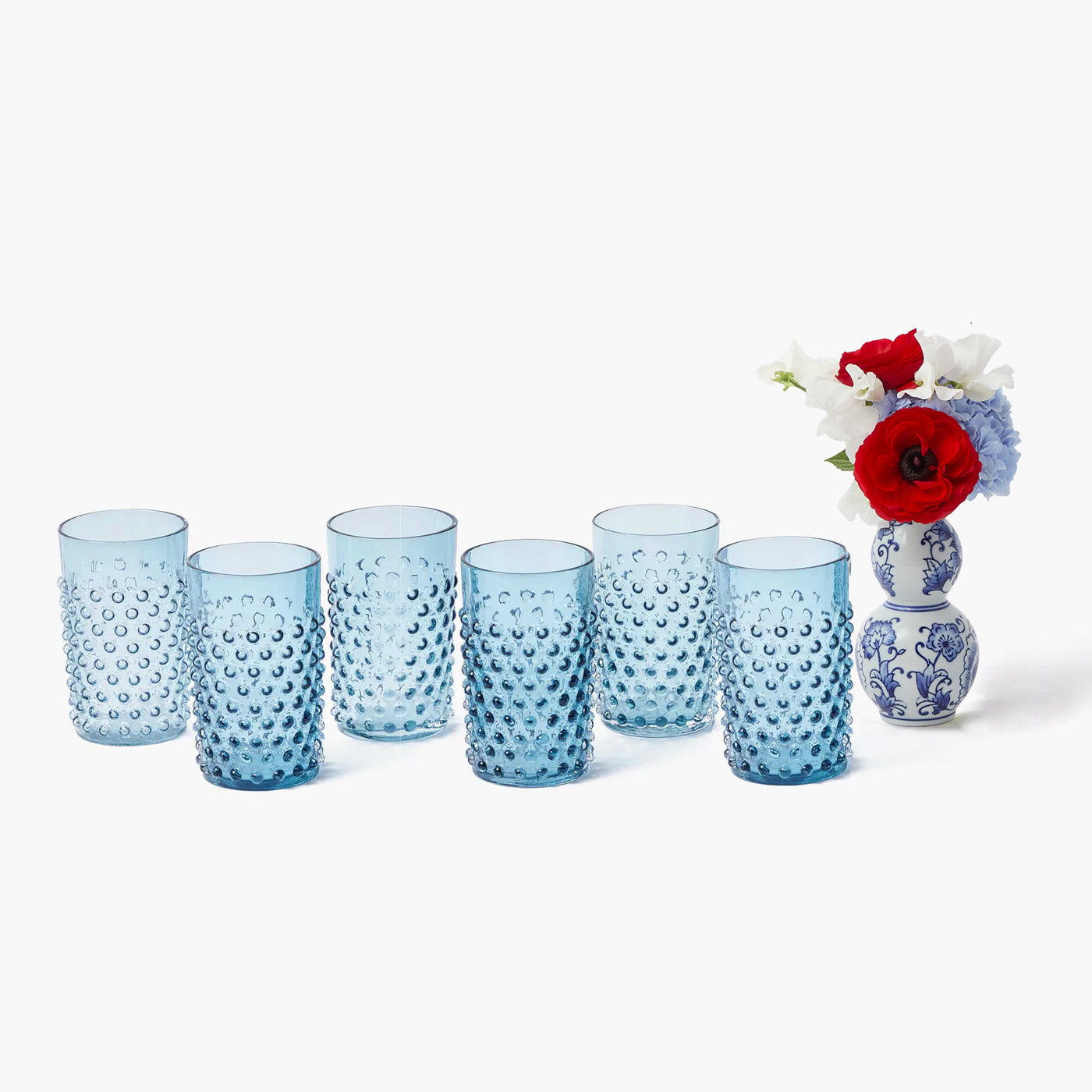 Navy Hobnail Glasses (Set of 6)