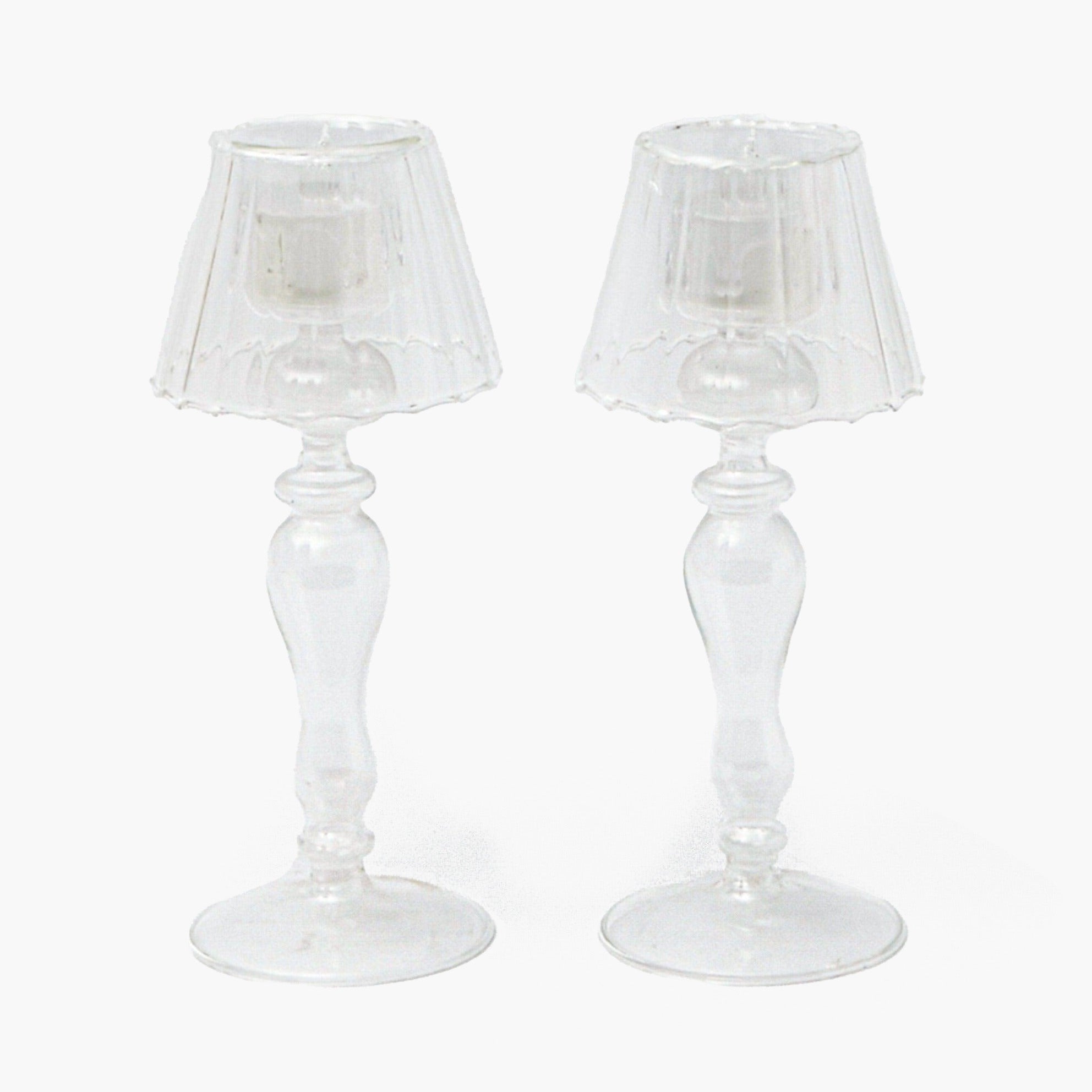 Glass Lantern Tea Light Holder Set