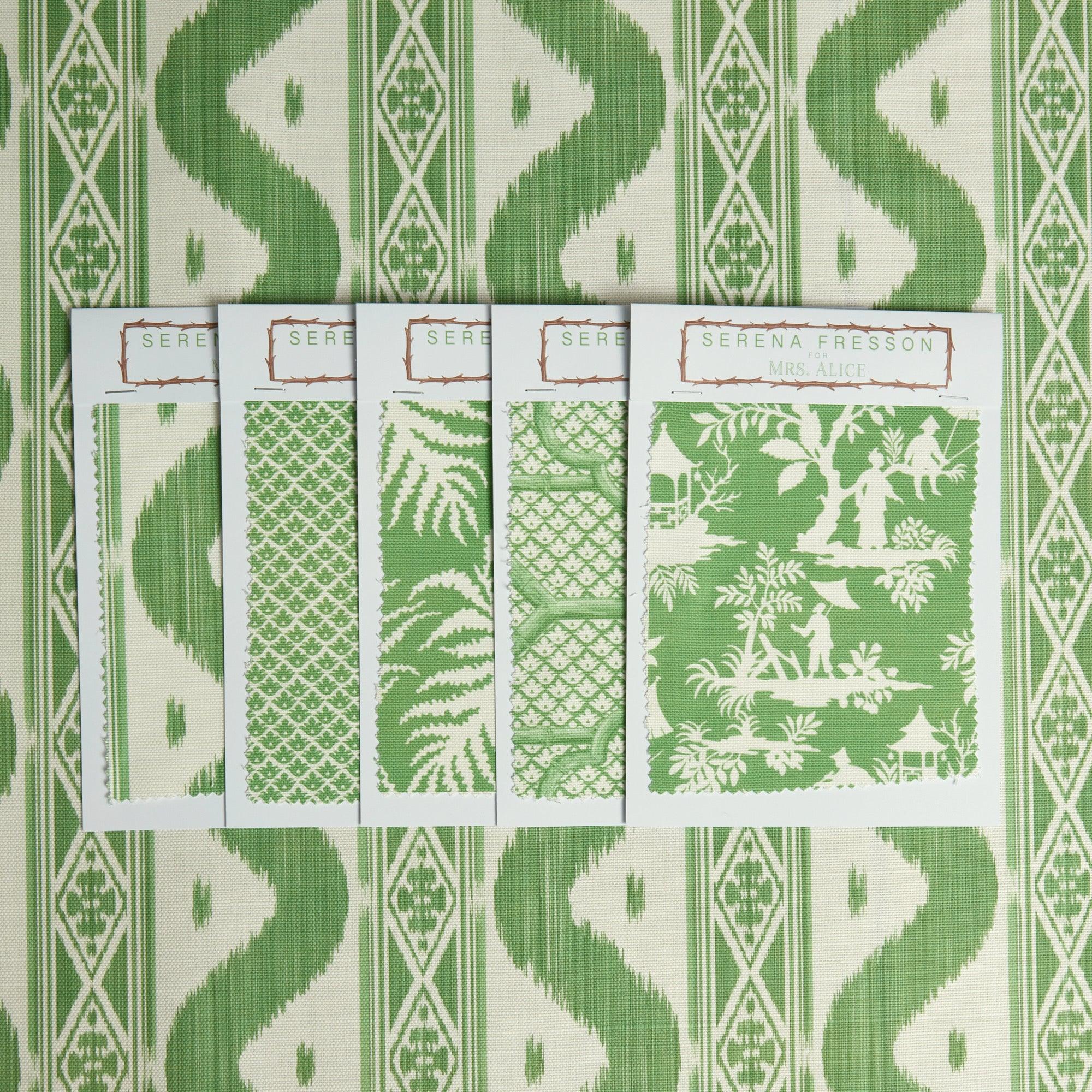 Green Ikat Stripe Fabric - Mrs. Alice