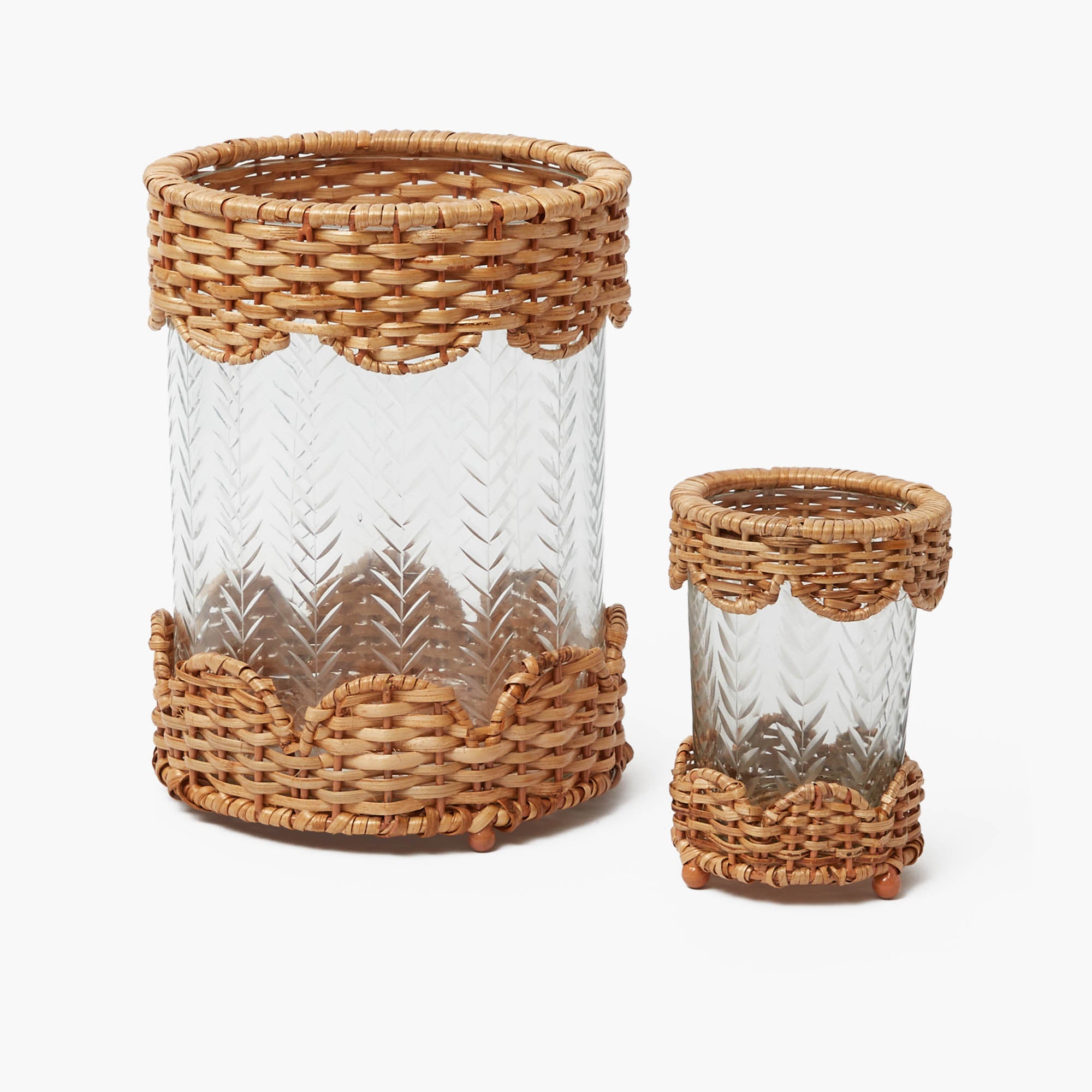 Small Helena Rattan Hurricane Lantern (Pair)