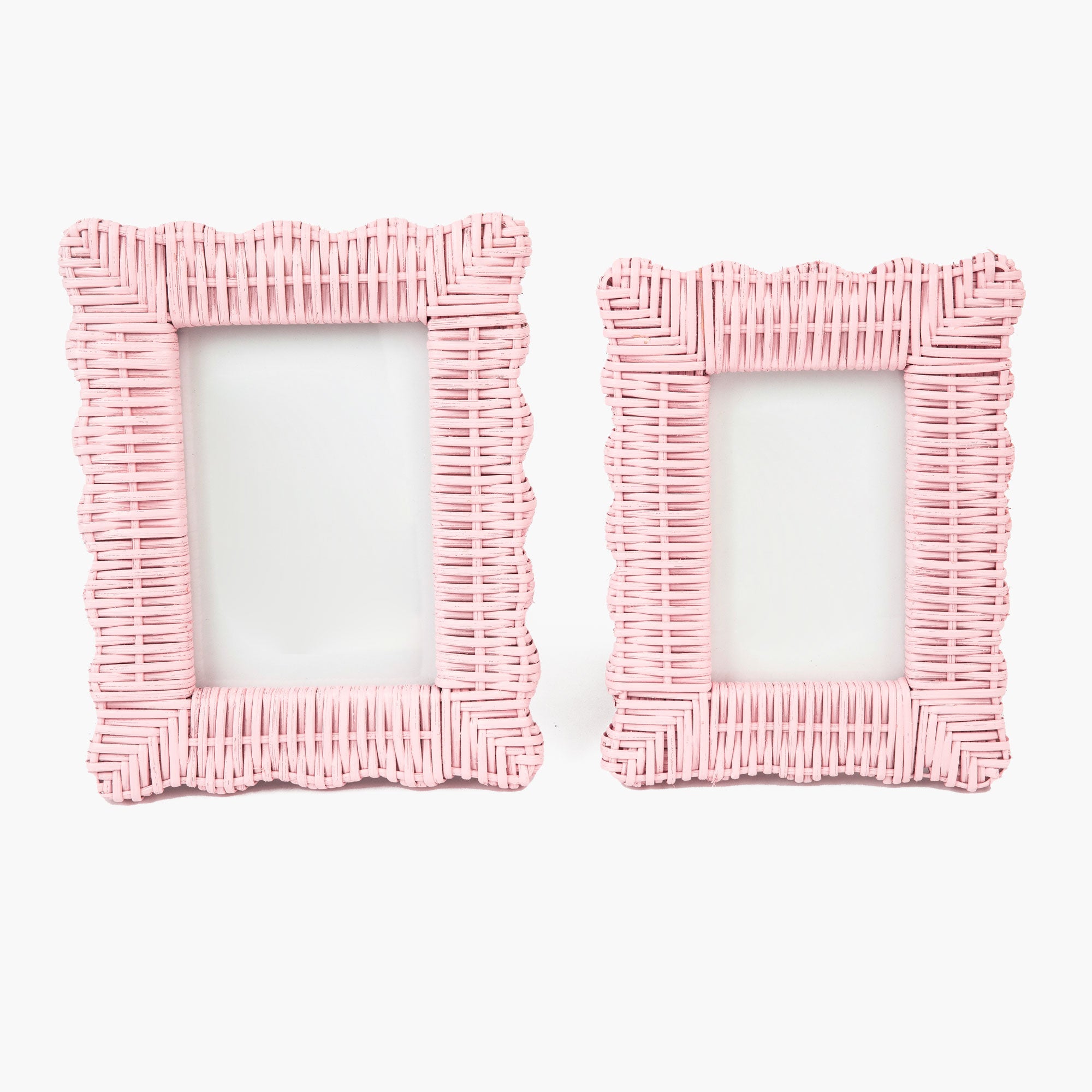 Pink Wicker Photo Frames (Set of 2)