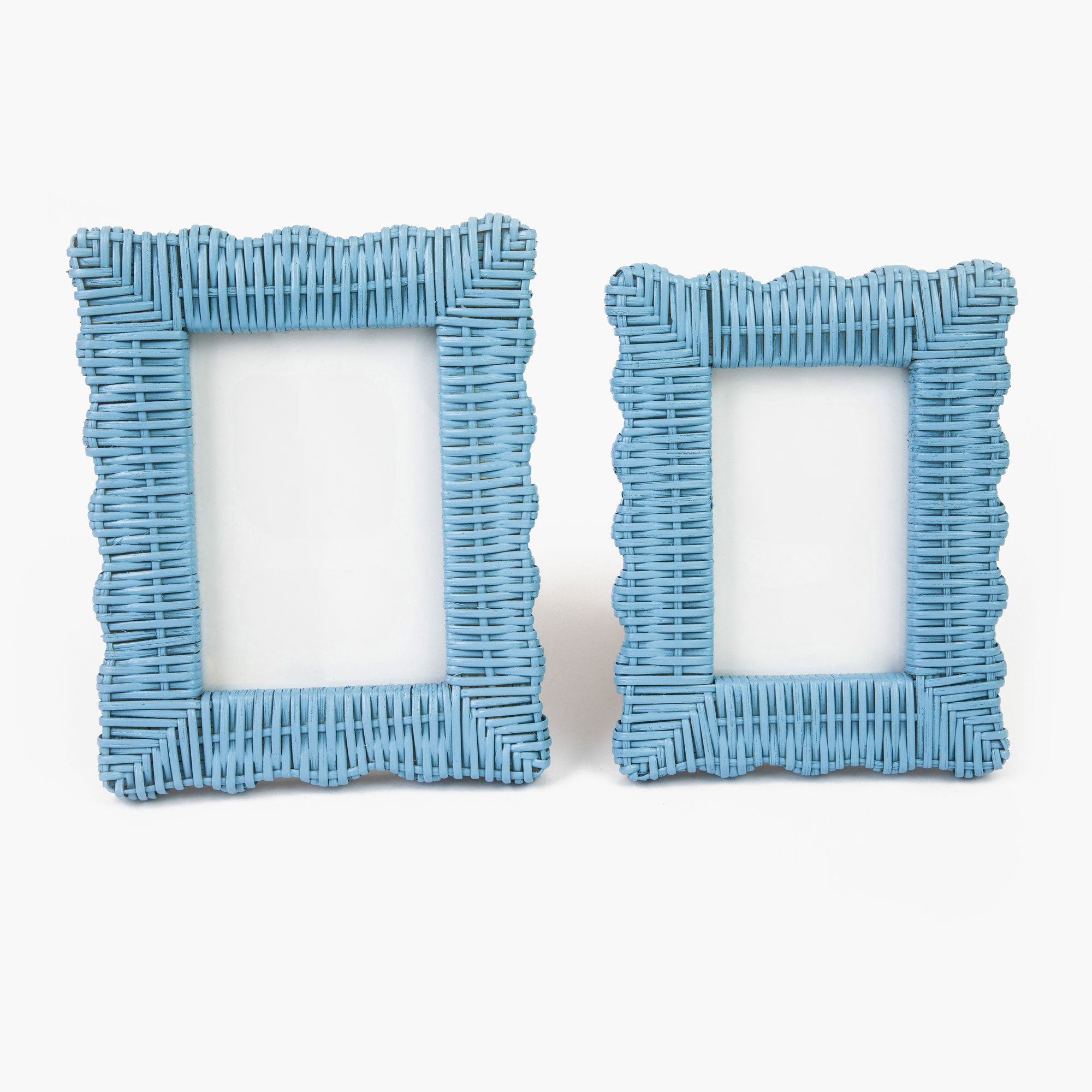 Blue Wicker Photo Frames (Set of 2)