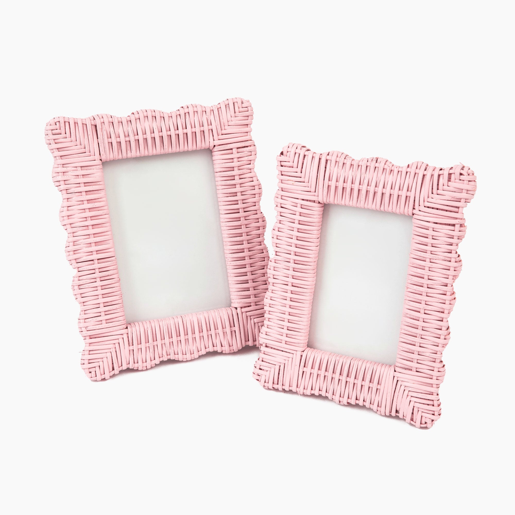 Pink Wicker Photo Frames (Set of 2)