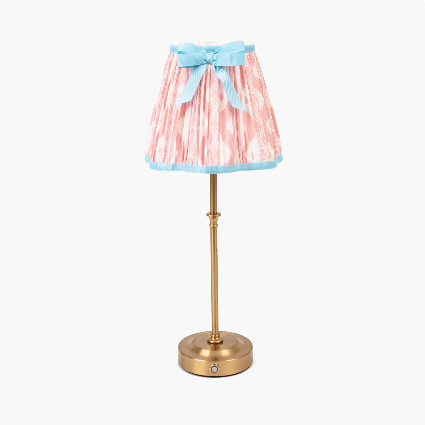 Edie Rechargeable Lamp with Pink & Blue Ikat Bow Shade (18cm)
