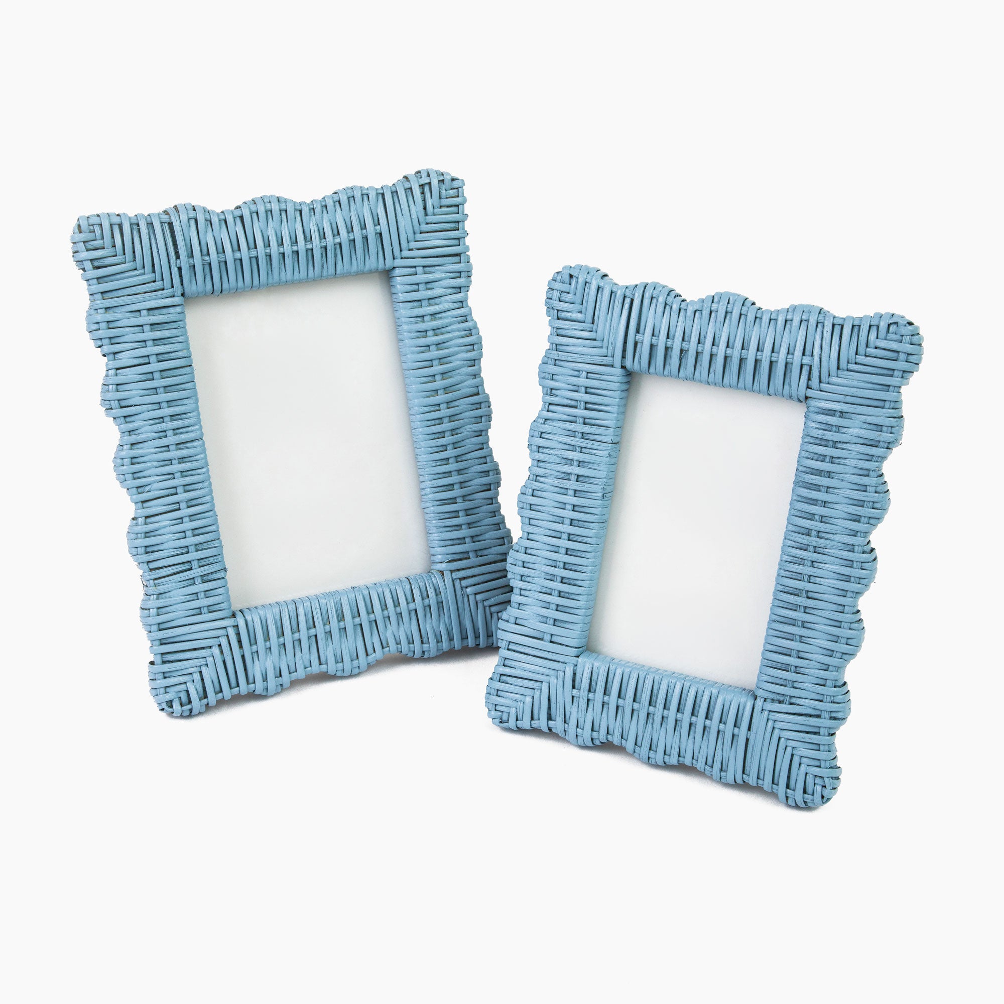Blue Wicker Photo Frames (Set of 2)