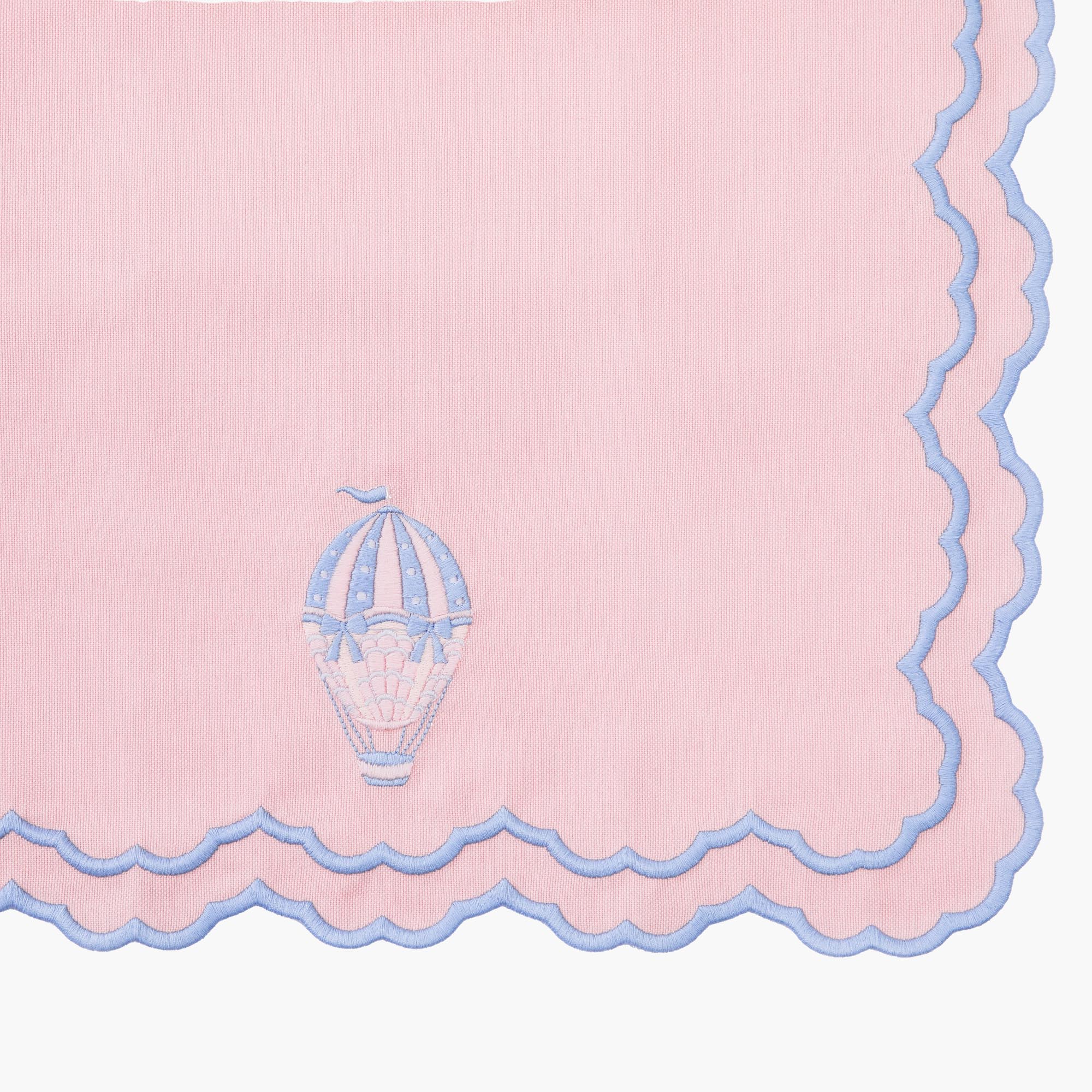 Sarah Pink & Blue Hot Air Balloon Embroidered Napkins (Set of 4)