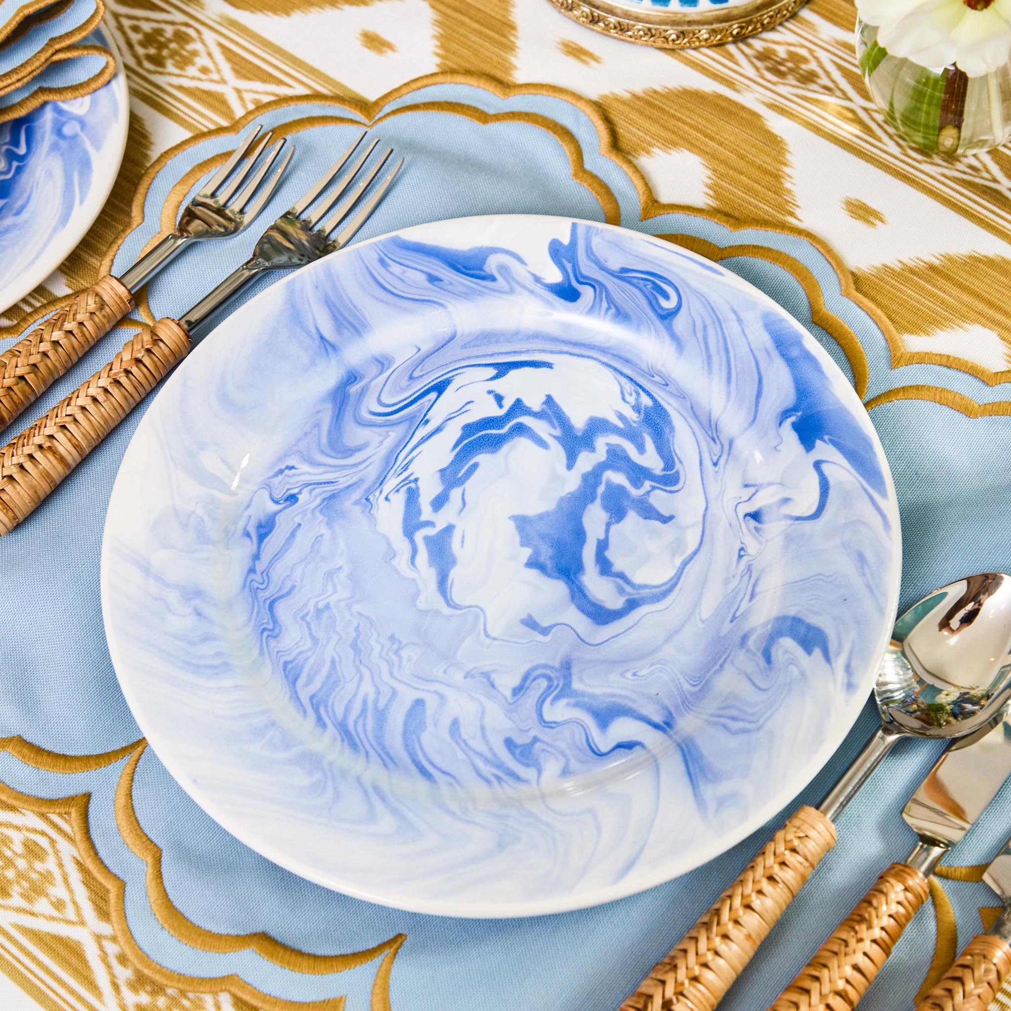 Julia Blue Marbled Dinner Plate (Set of 4)