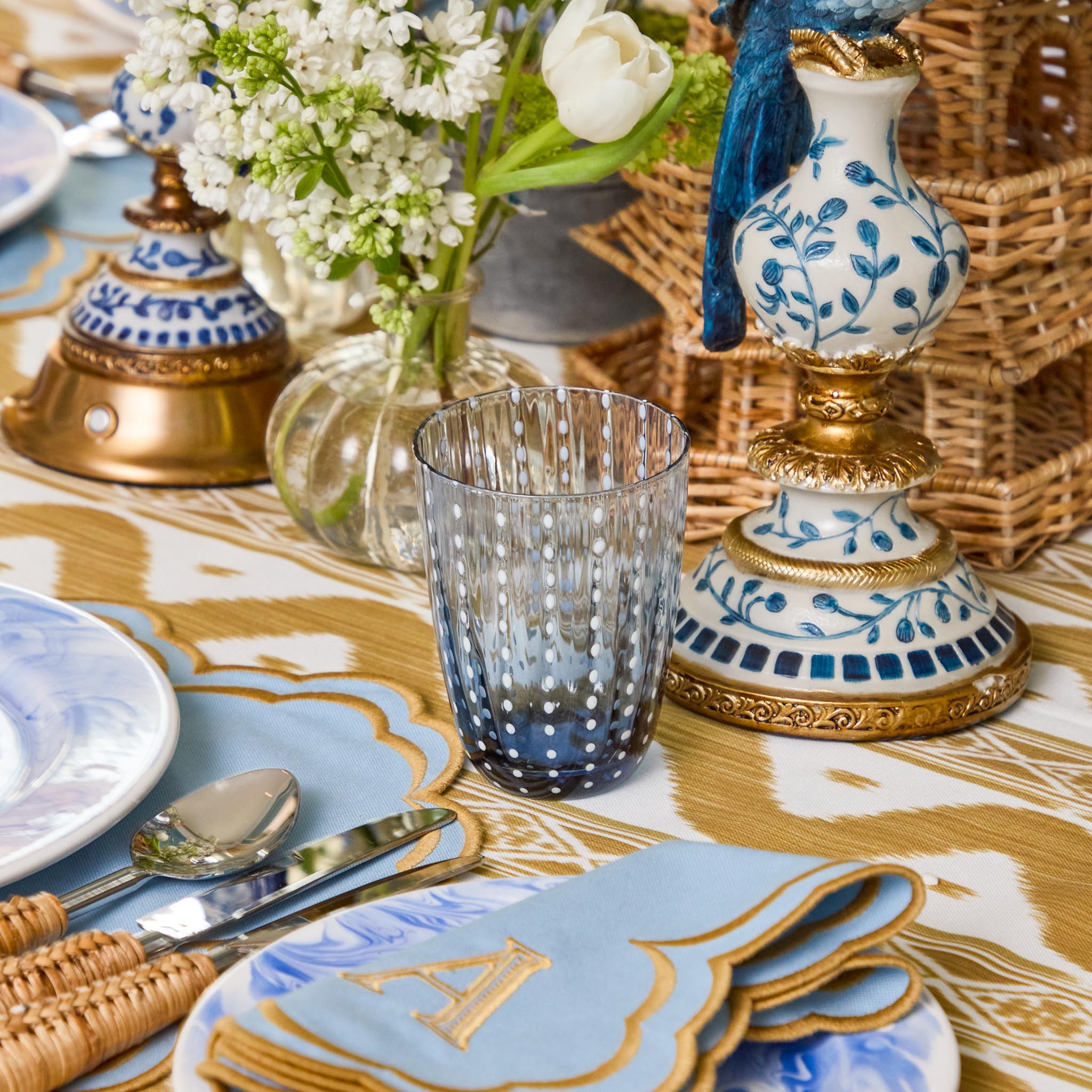 Blue Speckle Water Glasses (Set of 6)