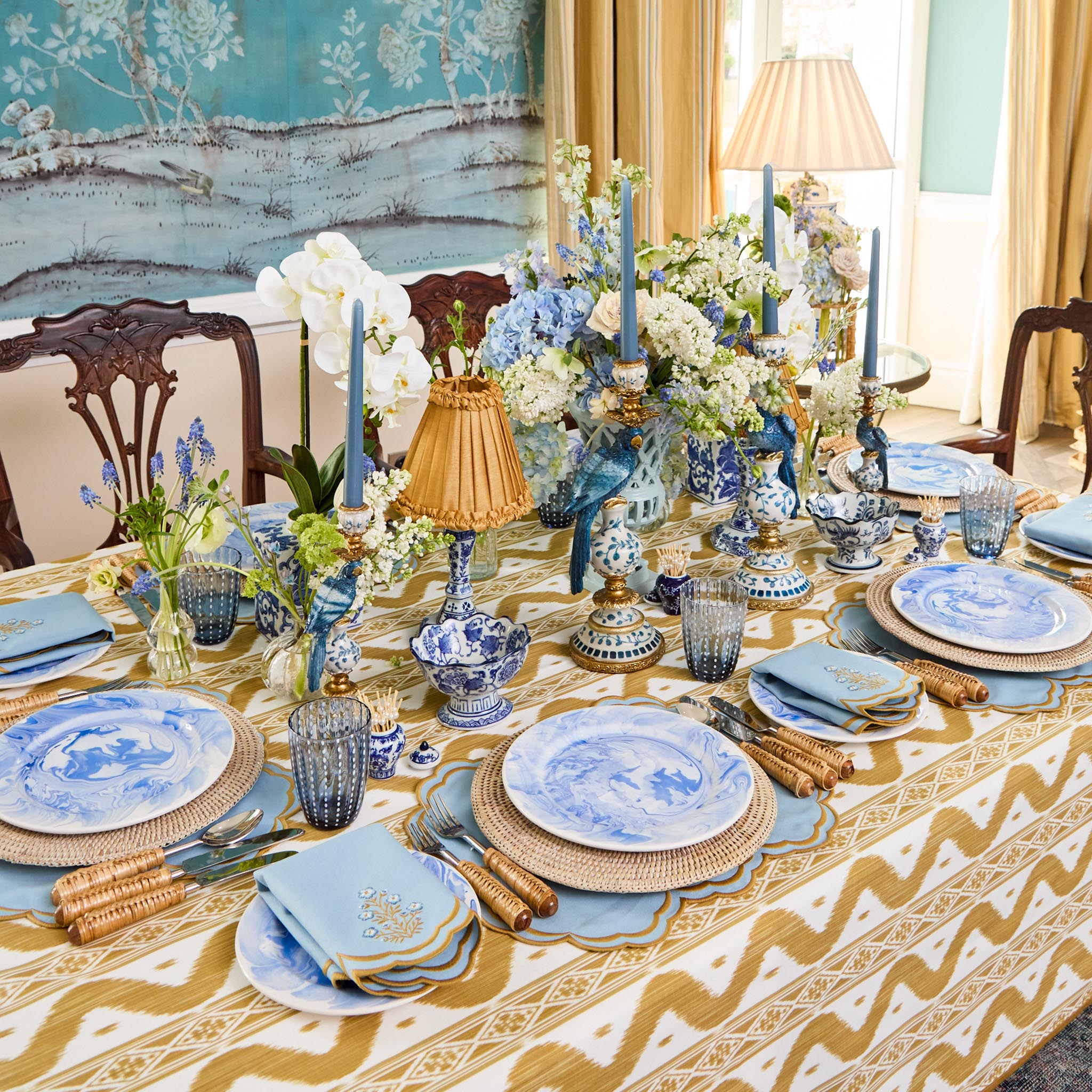 Small Blue Parrot Candle Holder (Pair)