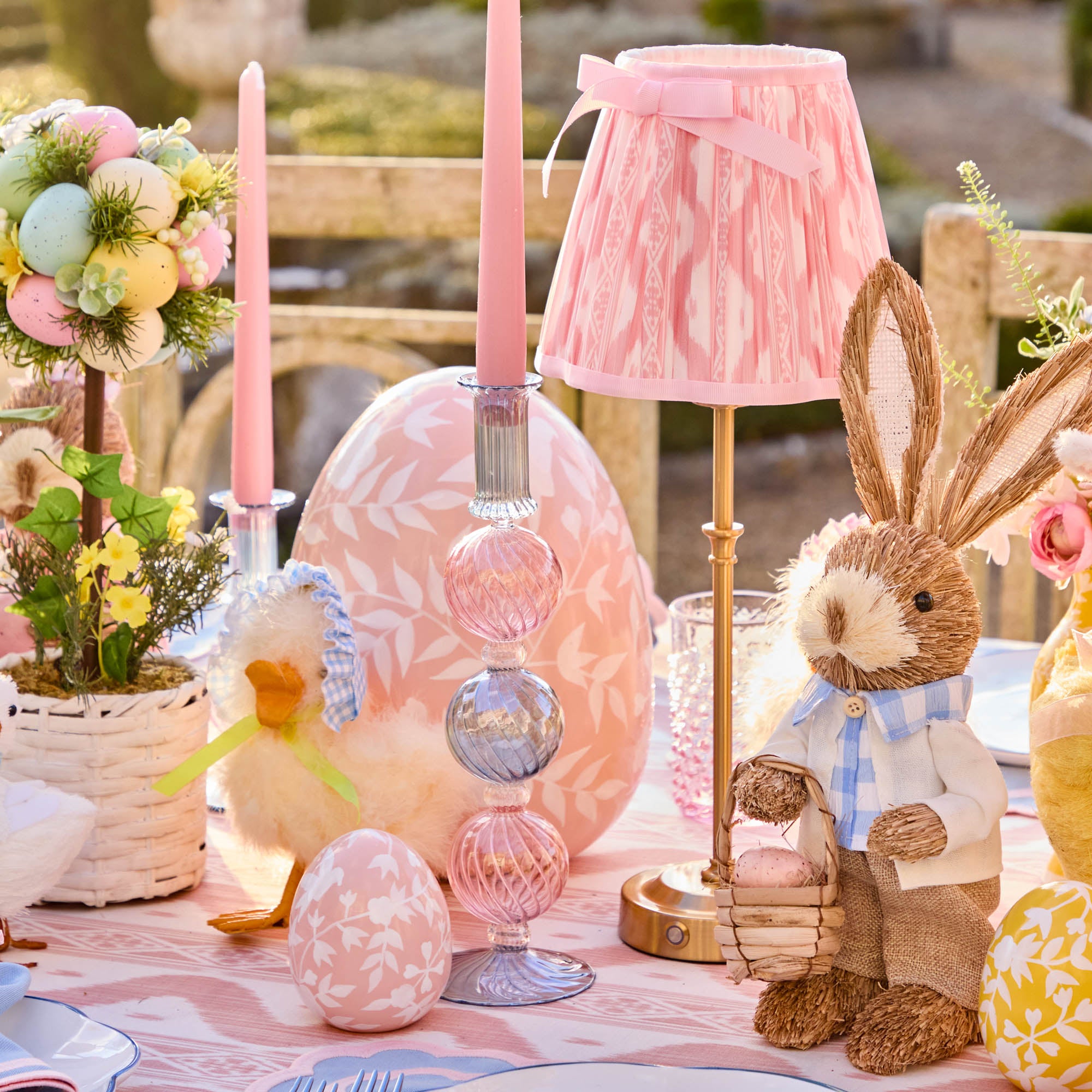 Camille Pink & Blue Candle Holder (Pair)