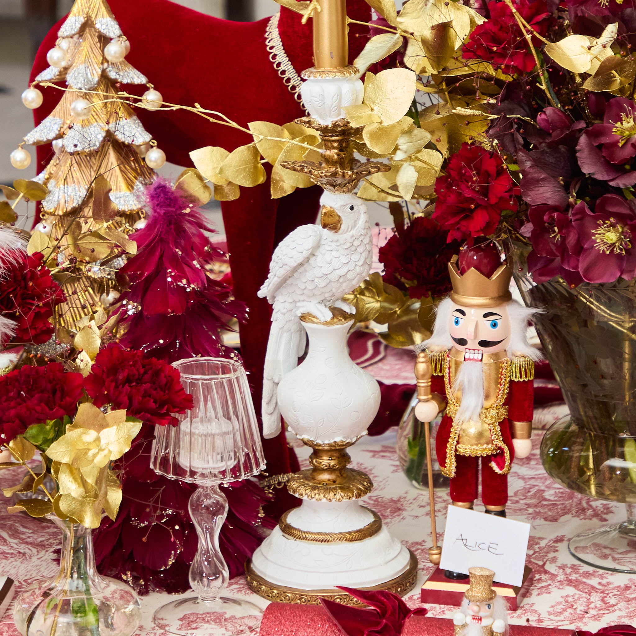 Small White Parrot Candle Holder (Pair)