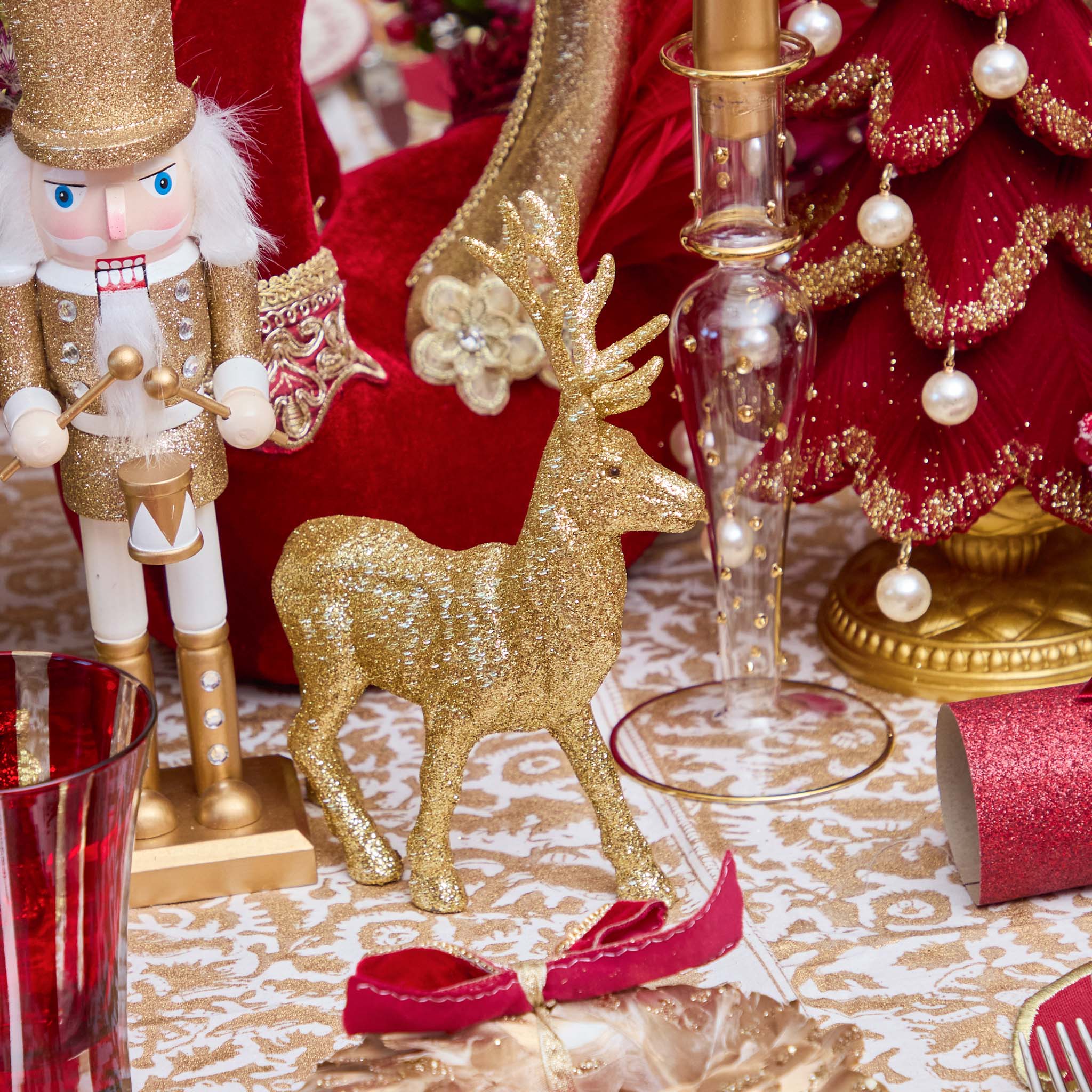 Gold Glitter Reindeer Family