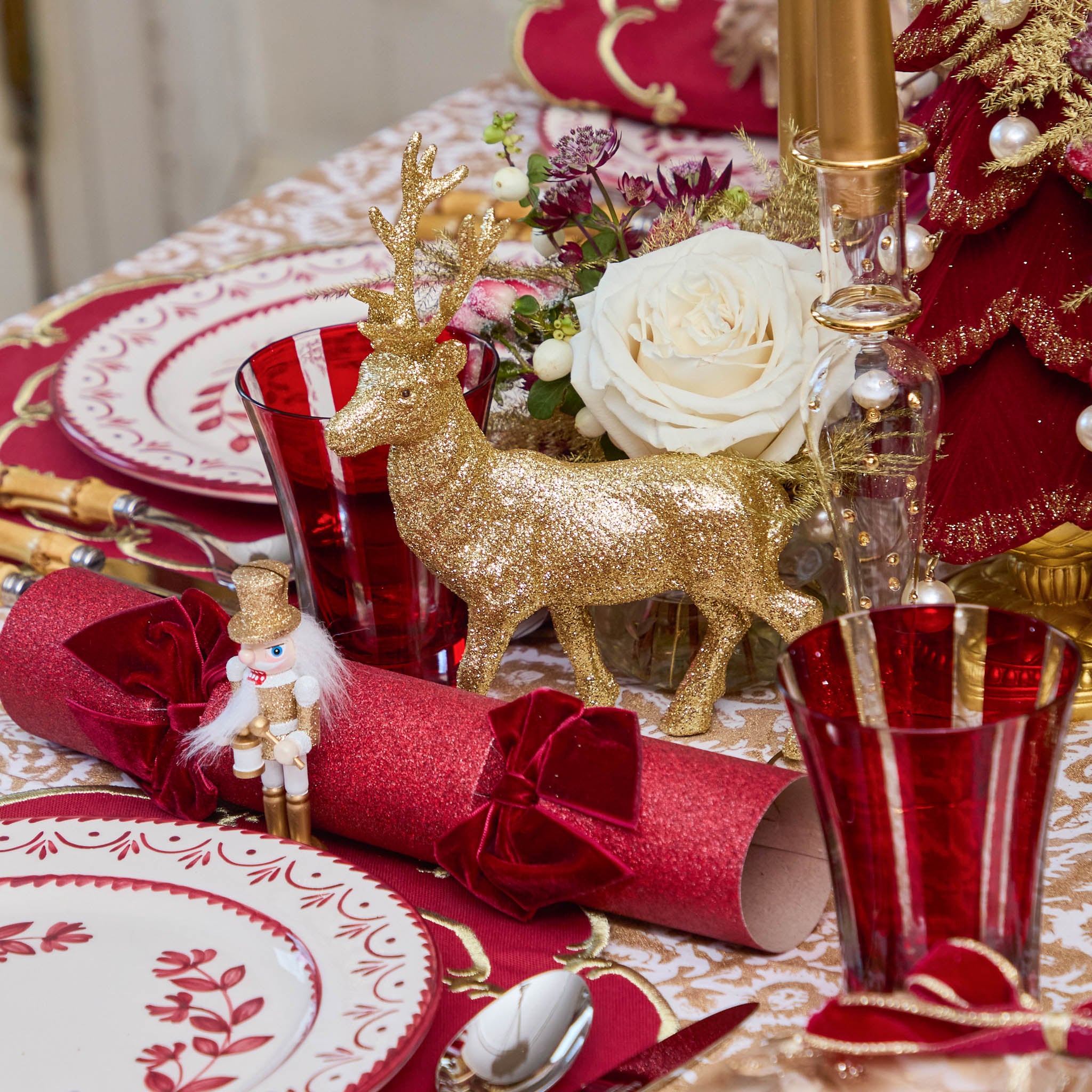 Gold Glitter Reindeer Family