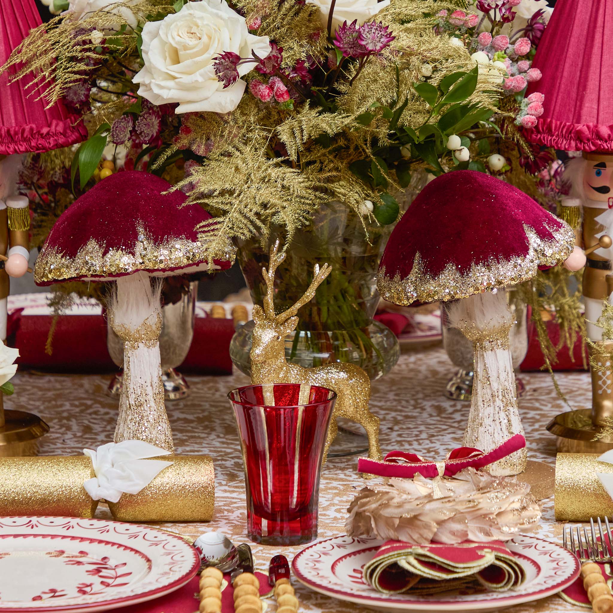 Burgundy Glitter Mushroom (Pair)