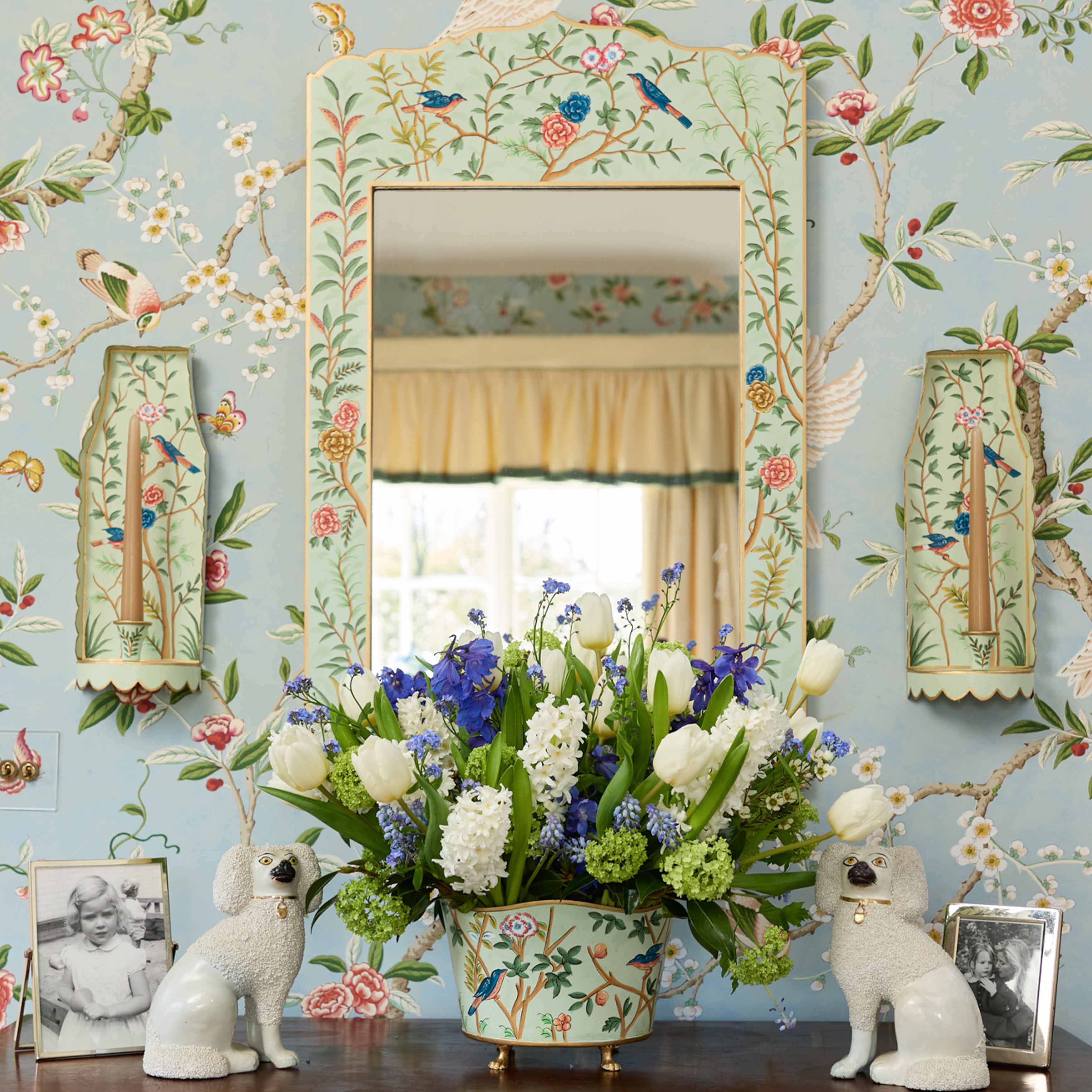 Green Chinoiserie Candle Sconce