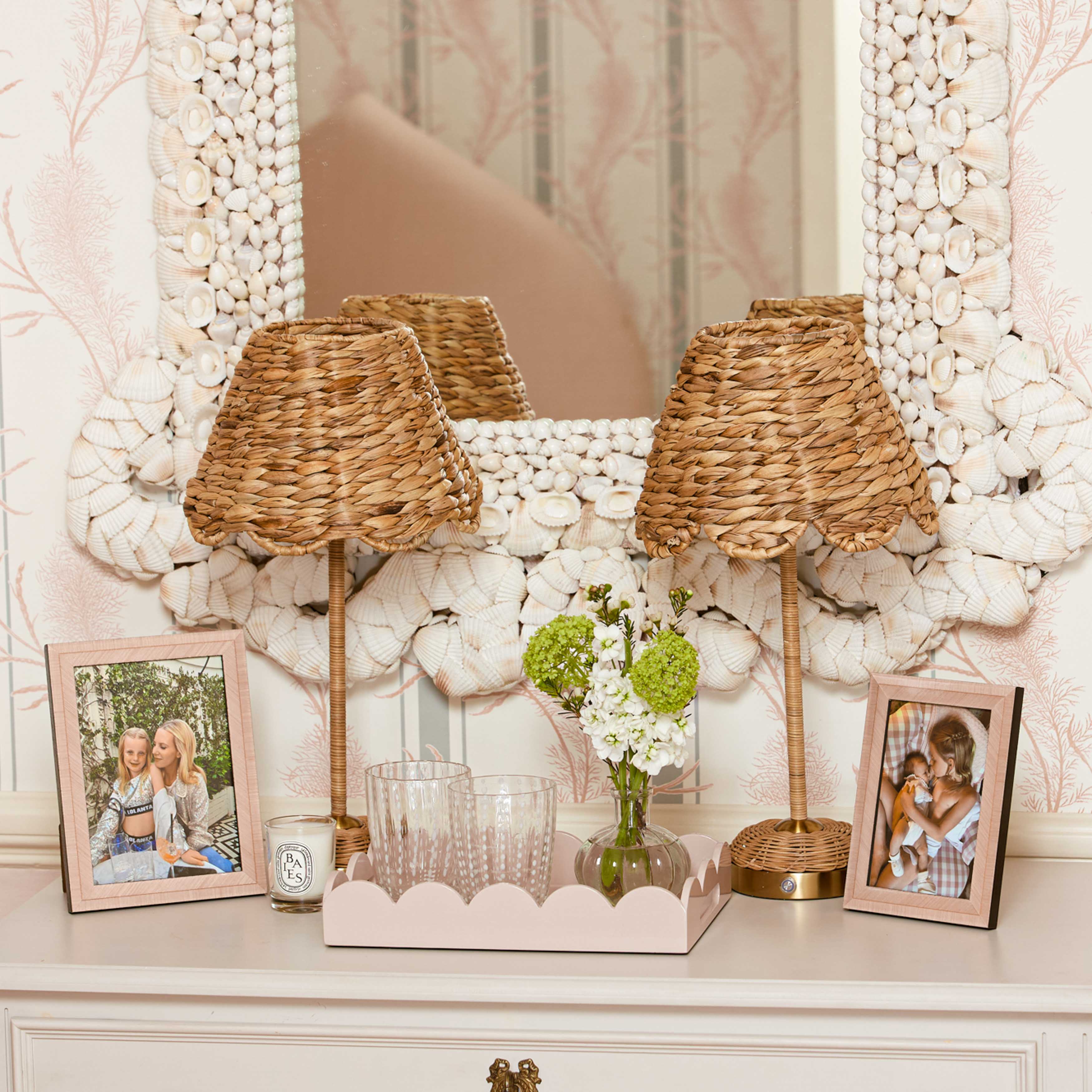 Rattan Ida Rechargeable Lamp with Natural Seagrass Shade (24cm)